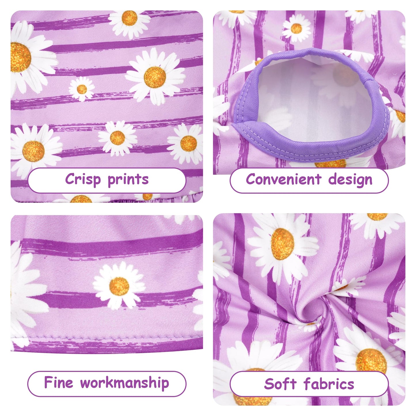 JpGdn 4PCS Dog Dresses Shirts for Small Dogs Girl Female Pink Purple Red Puppies Doggies Kittens Skirts Summer Clothes Pet Apparel Floral Sundress Small Daisy Unicorn Stretchable Outfit S