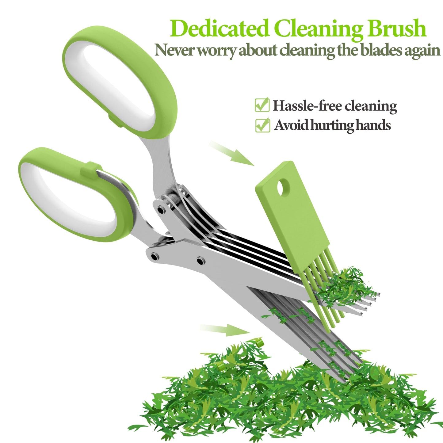 2026 Upgraded Herb Scissors, Effortless Herb Shears Cutter Tool with Sharp Stainless Steel Blades for Fresh Herbs, Must-Have Kitchen & Cooking Gadget, Green