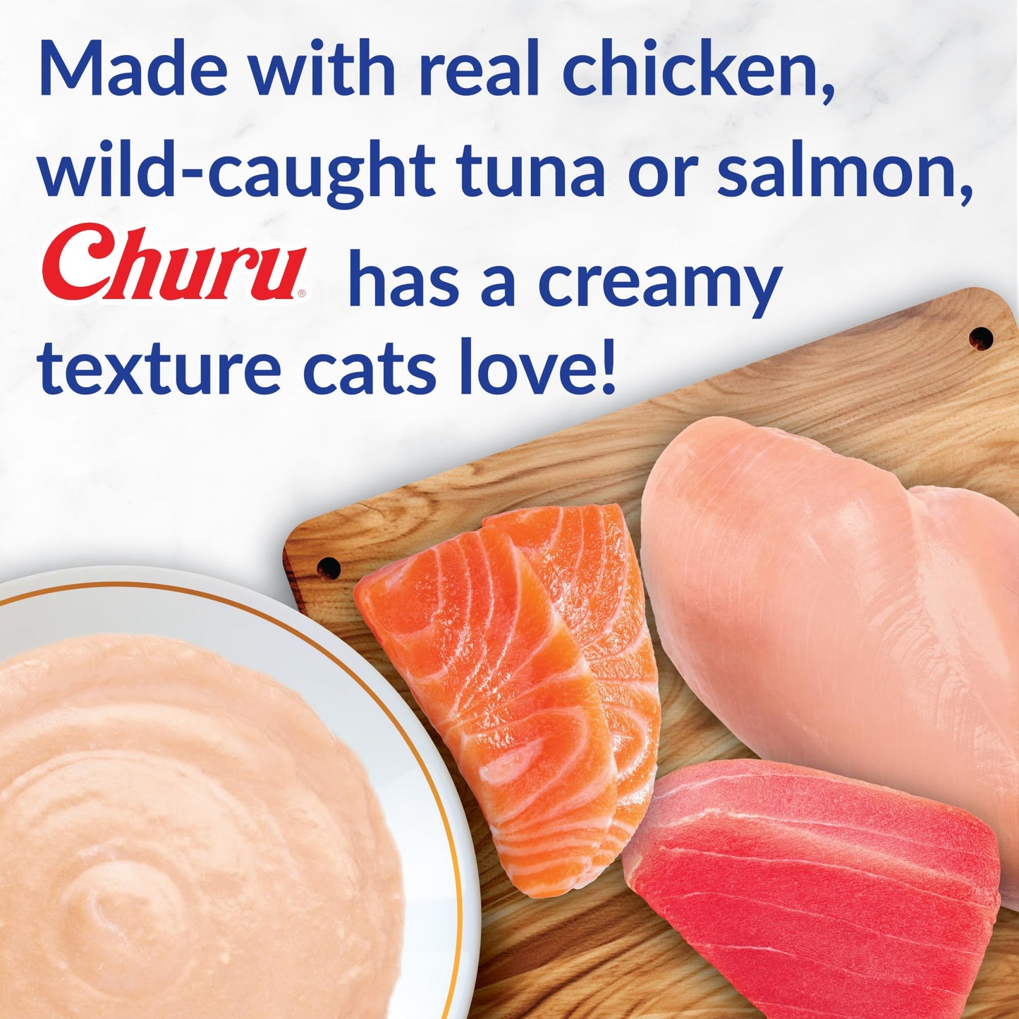 INABA Churu Cat Treats, Grain-Free, Lickable, Squeezable Creamy Purée Cat Treat/Topper with Vitamin E & Taurine, 0.5 Ounces Each Tube, 10 Tubes Total/Two Flavors, Tuna Variety