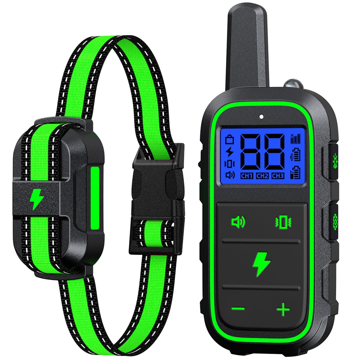 DogStop Dog Training Collar Electric Dog Collar with 4 Training Modes and Rechargeable Remote Waterproof Range 3300Ft for Small Medium Large Dogs(Green)