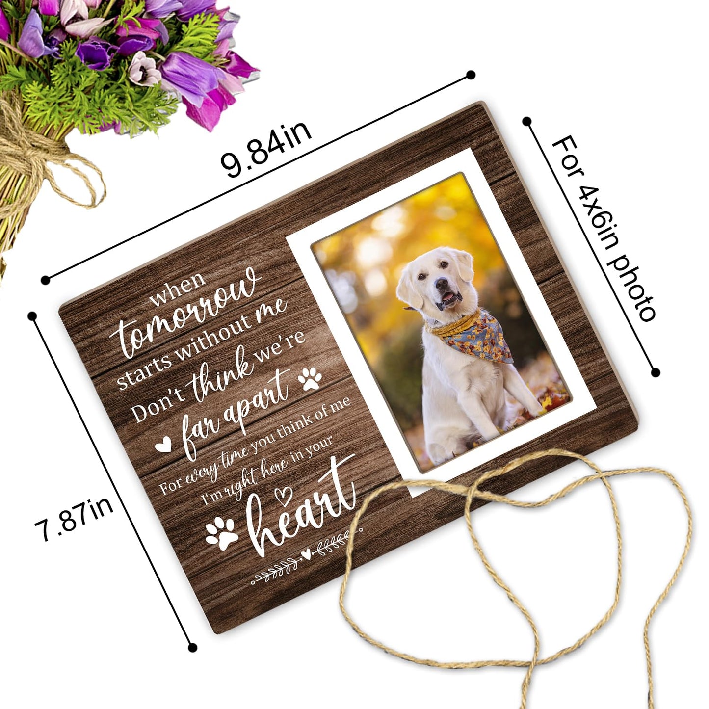 Itsoly Pet Memorial Picture Frame, Pet Dog Memorial Picture Frame, Pet Cat Photo Frame, Photo Frame Gift for Dog Owners Sympathy for Loss of Pets Photo 4x6Inch12P039