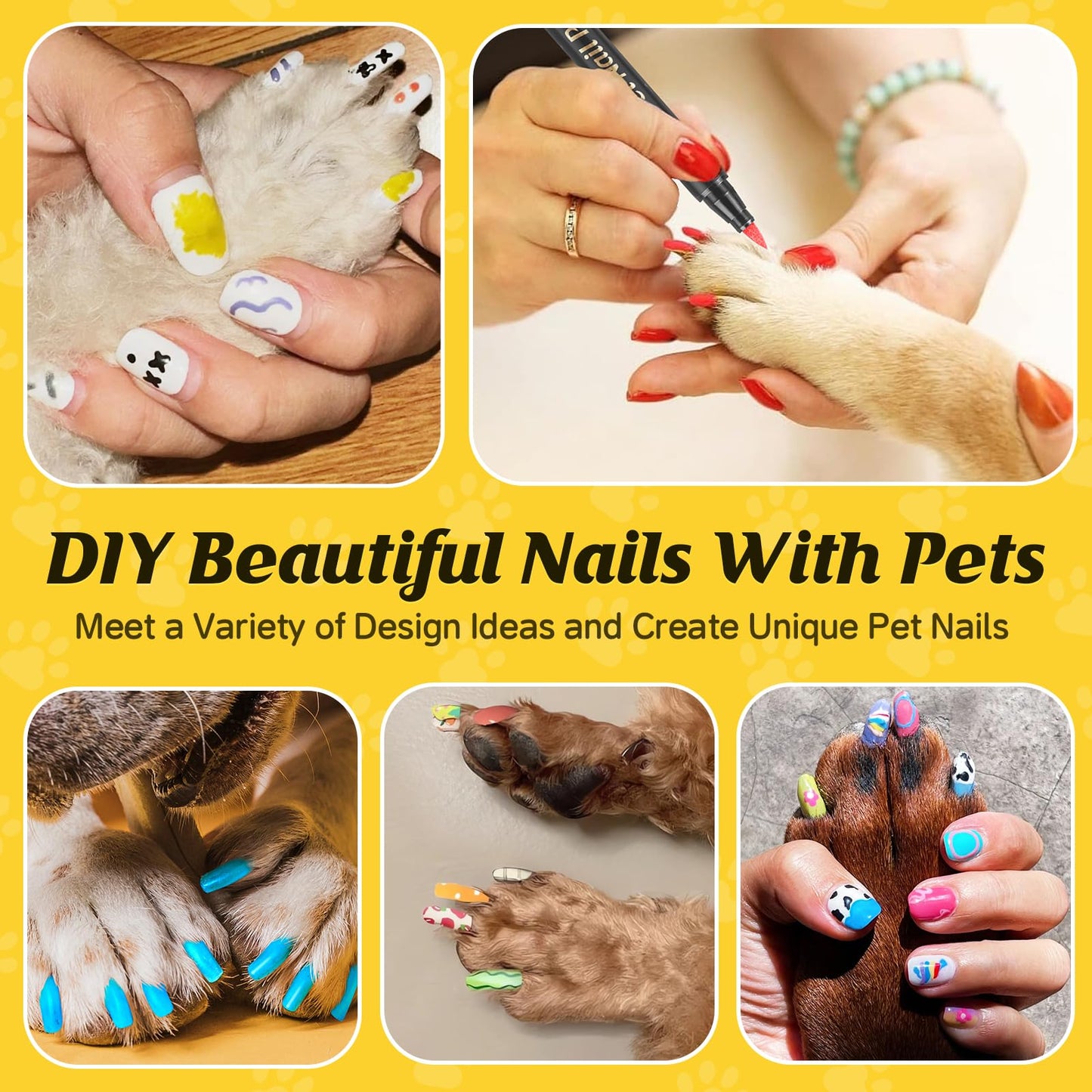 Cherocito Dog Nail Polish Pens Quick Dry,9 Colors Safe Dog Nail Polish Set to DIY Pretty Nails, Ideal Gifts for Dogs Cats Light Dark Nails, Odorless, Non-Toxic, Water-Based Pet Nail Accessories Set