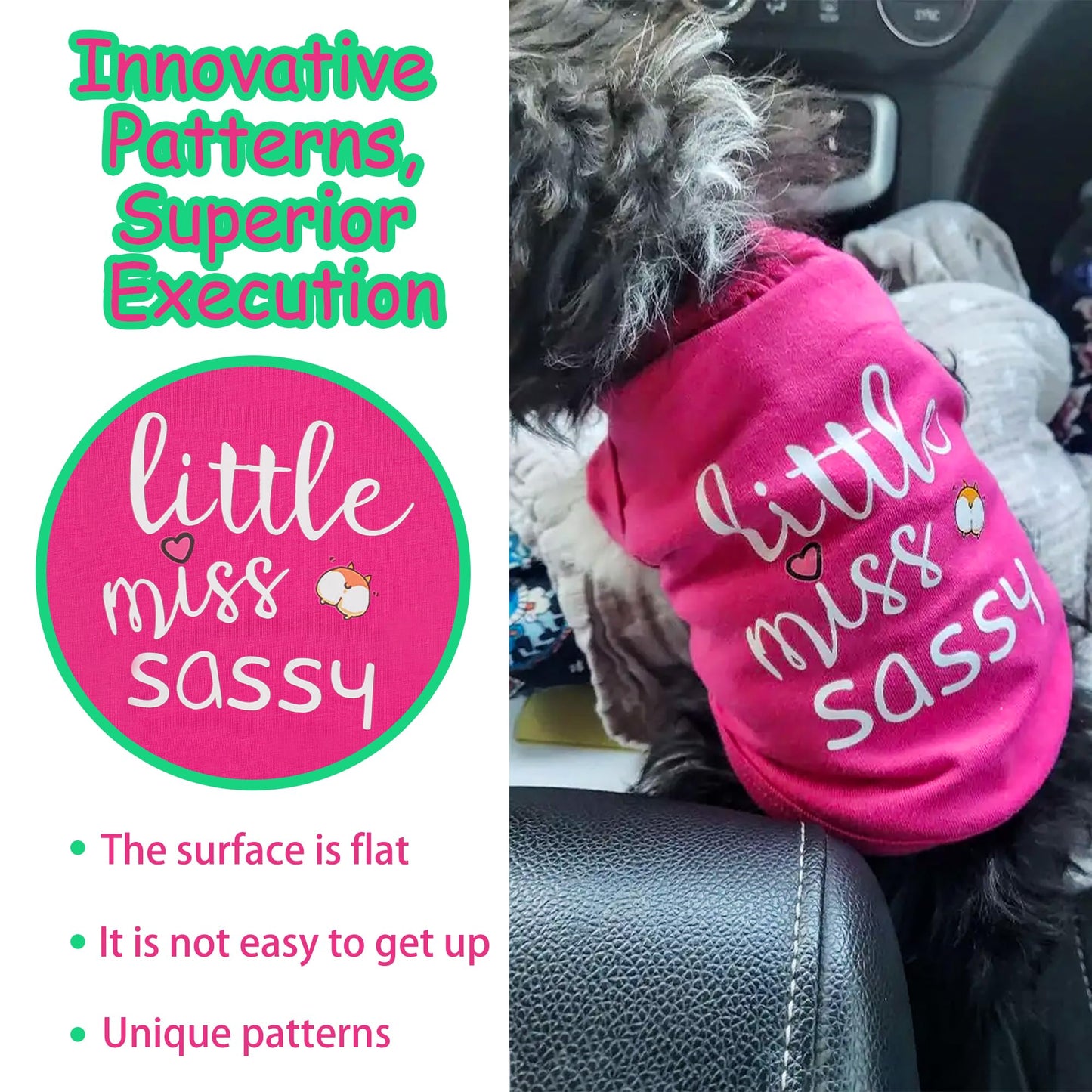 Paiaite Dog Clothes Fashionable Sleeveless Pet Vest: 'Little Miss Sassy' Printed Cotton Dog Shirt, Ideal for Small, Medium, and Large Breeds, Ensuring Comfort and Breathability Rose Red S
