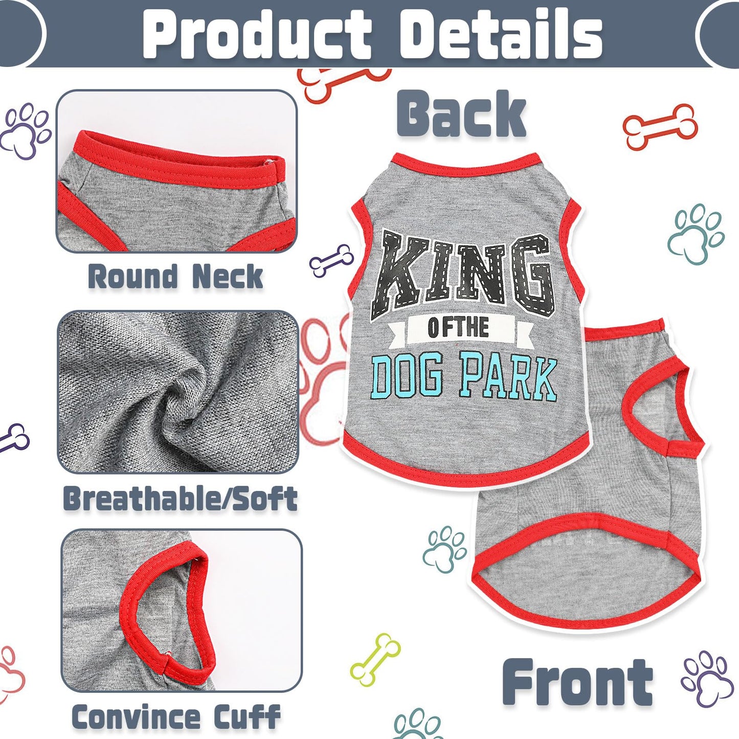 4 Pieces Dog Clothes for Small Dogs Boy Dog Shirt Puppy Clothes for Chihuahua Yorkie Soft Cute Pattern Pet Cat Clothing Black Grey Red Green XXS~M (XXSmall)
