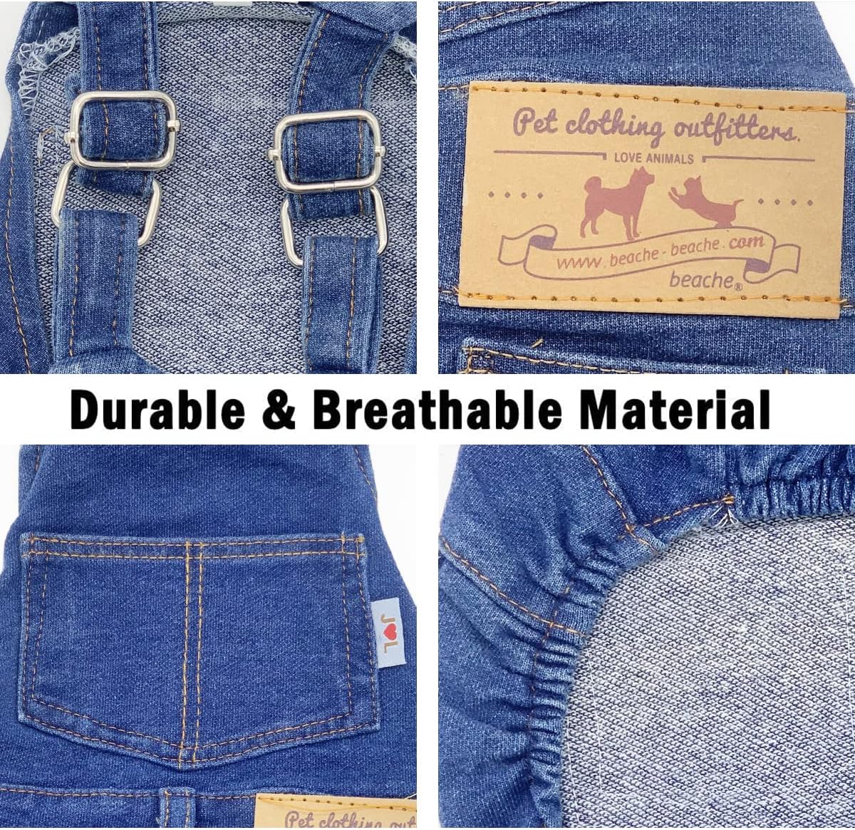 Dog Shirts Clothes Denim Overalls, Pet Jeans Onesies Apparel, Puppy Jean Jacket Sling Jumpsuit Costumes, Fashion Comfortable Blue Pants Clothing for Small Medium Dogs Cats Boy Girl (Blue, Medium)