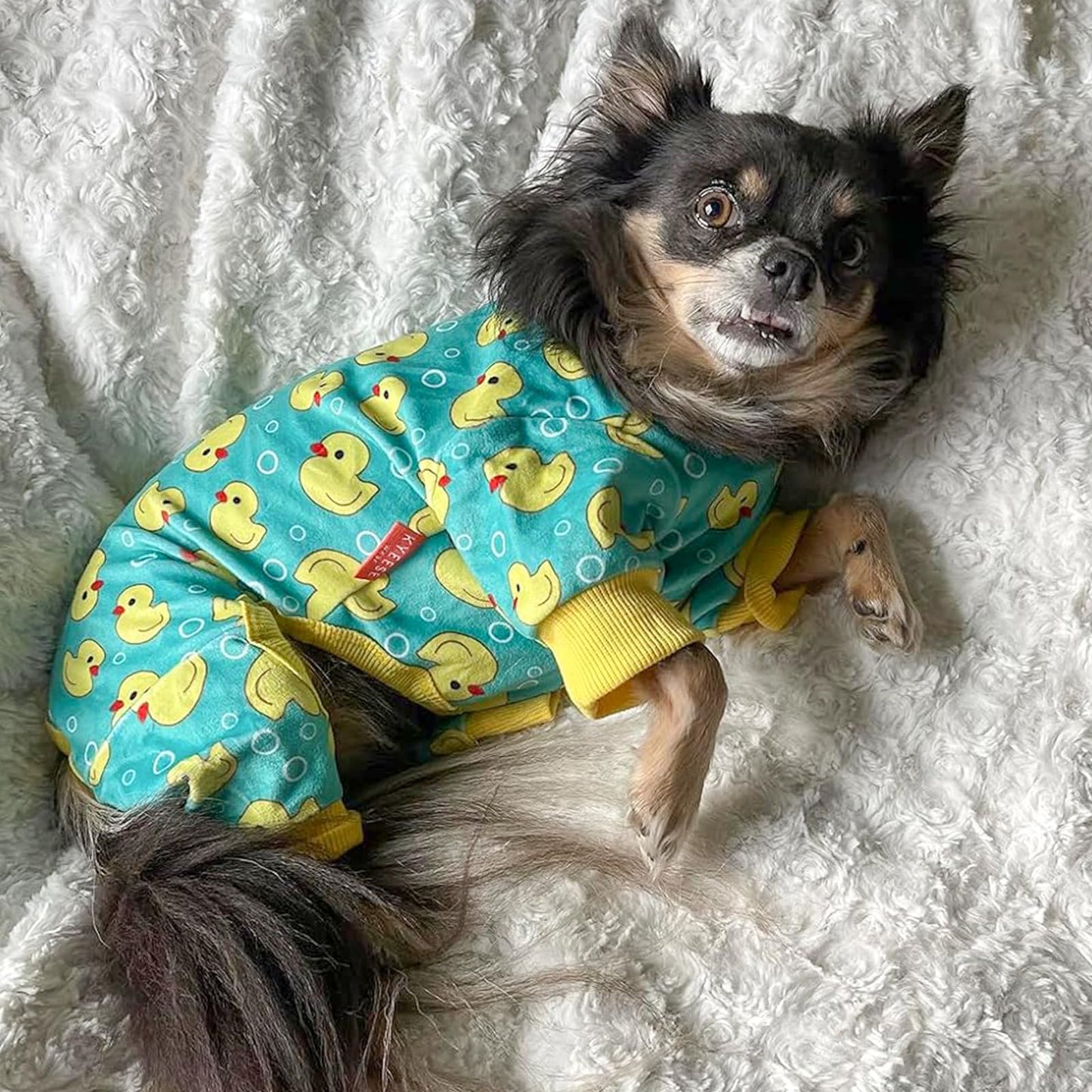 KYEESE Dog Pajamas Yellow Ducks Dog Onesie Soft Dog Costume Dog Body Suits After Surgery Dog Coat Dog Clothes Cat Clothes Dog Surgery Recovery Suit Dog Pajamas for Small Dogs Small Dog Pajamas