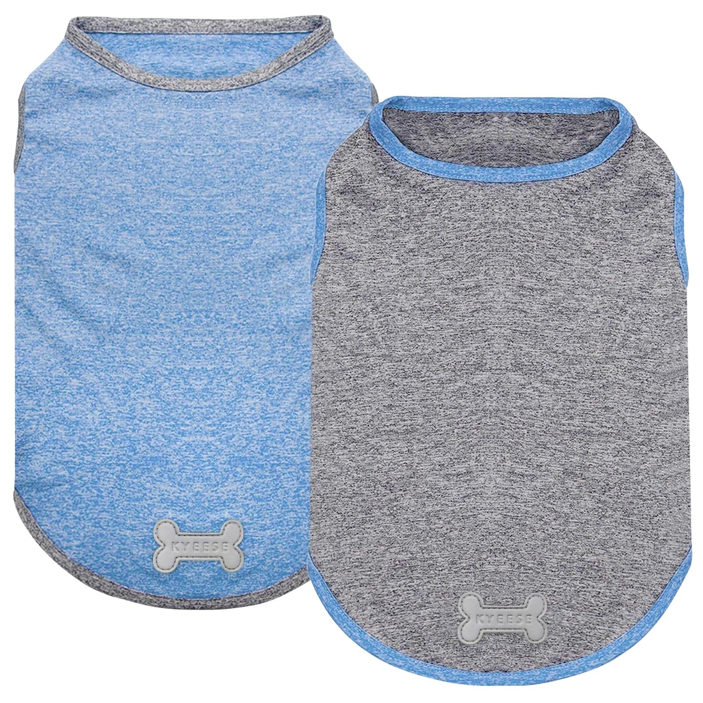 KYEESE 2Pack Dog Shirt, Lightweight Sun Protection Sleeveless Dog T Shirts for Small Dogs Boy, Breathable Pet Reflective Tank Top Summer Dogs Clothes for Outdoor Walking, Grey+Light Blue, M