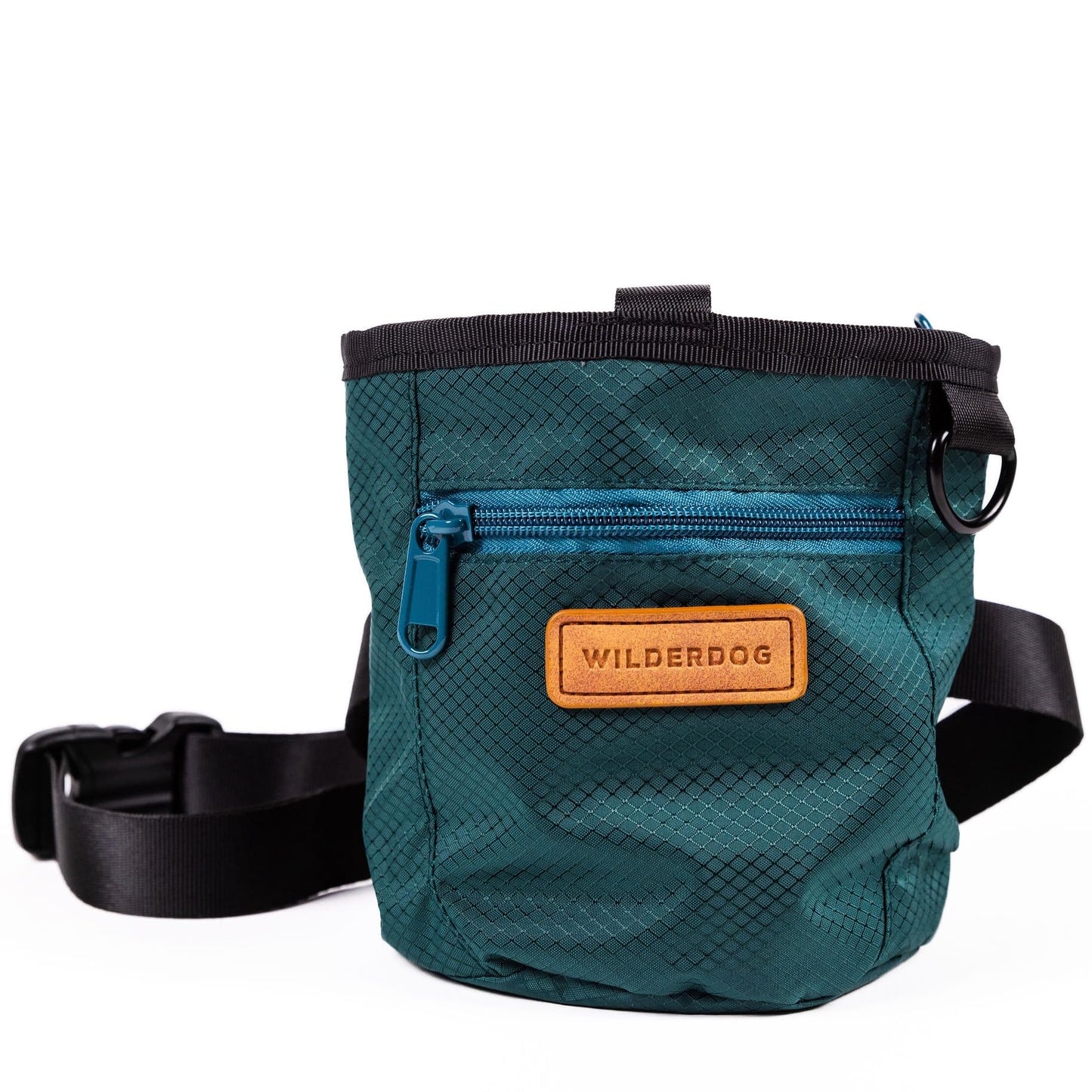 Wilderdog Dog Training Treat Pouch with Magnetic and Zipper Closure, Carabiner Attached, Adjustable Waist Strap - Green