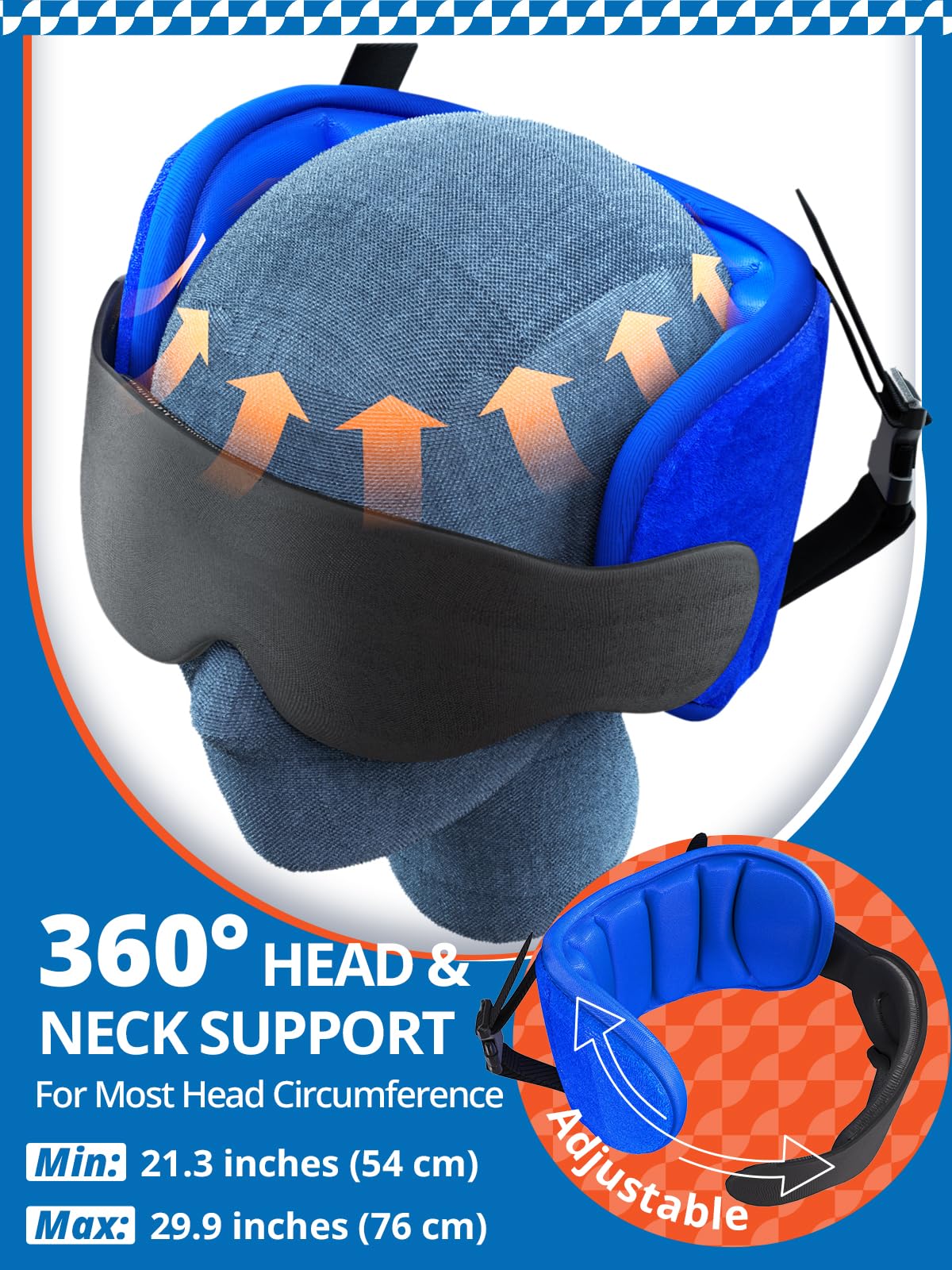 SARISUN Travel Pillow for Airplanes, Airplane Pillow with Eye Mask, Travel Pillows for Long Flight Sleeping, Travel Neck Pillows for Road Trip Car Headrest, Stop Bobble Head Neck Pain, Dark Grey