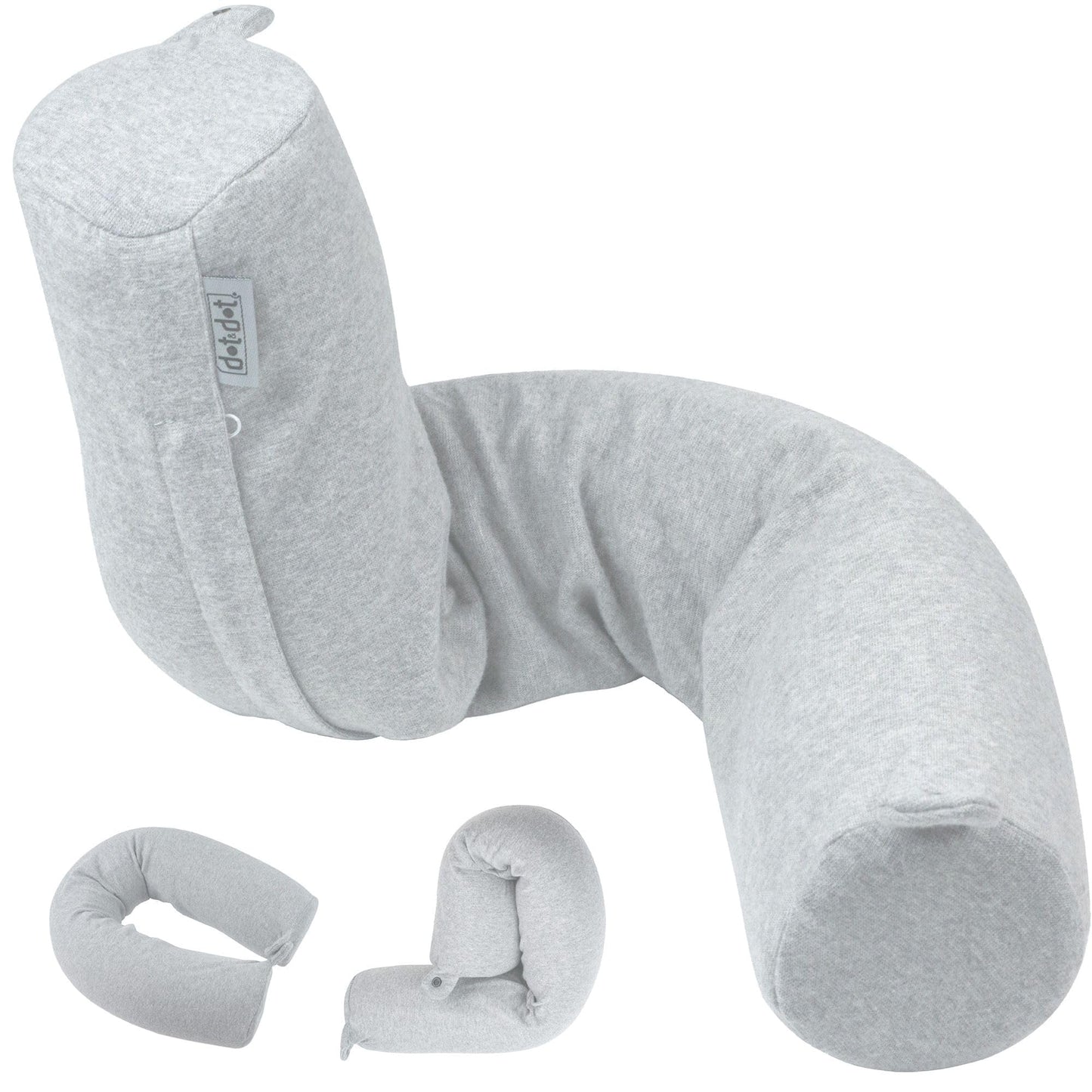 Dot&Dot Twist Memory Foam Travel Pillow for Airplane, Car and Home, Travel Neck Pillow for Sleeping, Airplane Pillow for Neck Support, Chin, Lumbar and Leg, Adjustable Bendable Neck Roll Pillow