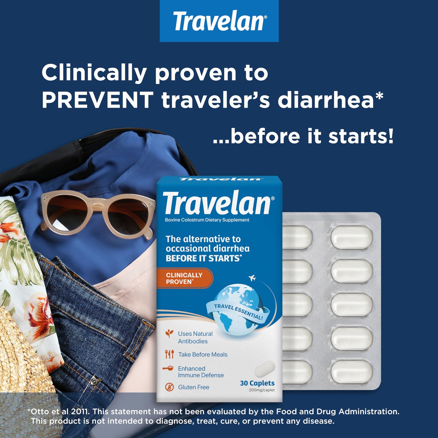 Anti Diarrhea Pills Help Prevent Traveler’s Diarrhea Before It Starts, Clinically Proven, Travel Essentials, Drug-Free Colostrum, Natural Digestive and Immune Support Supplement, 30 Count