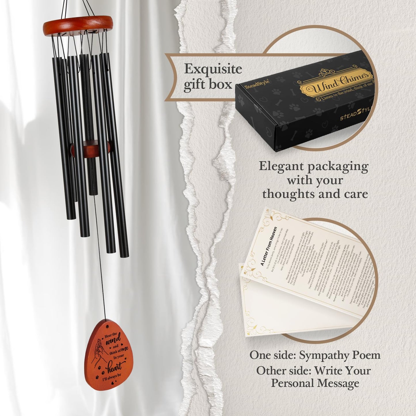 SteadStyle Pet Memorial Gifts for Dogs, Dog Memorial, Pet Memorial Wind Chime, Loss of a Dog Sympathy Gift, in Memory of Dogs Cats Gifts,Remembrance Bereavement Gift 25.5 in