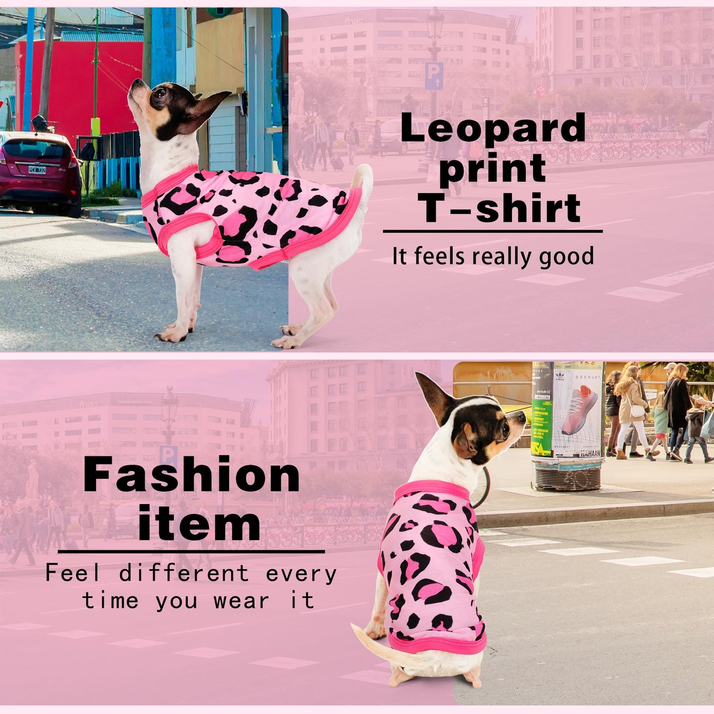 Adorable Pink Leopard Dog Shirt: Lightweight Polyester Cartoon Puppy Vest, Small Medium & Large Dog T-Shirt, Summer Pet Clothes, Cute Dog Apparel, Breathable Dog Tank Top XS