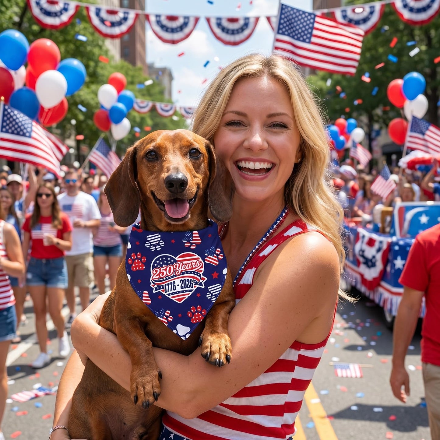 INCOK Star Patriotic Dog Bandanas - 2 Pcs 4th of July Bandanas for Dog, 250th Anniversary Large Pet Scarf with Paw Print for Veterans Memorial Day, Triangle Reversible American Flag Pet Outfit