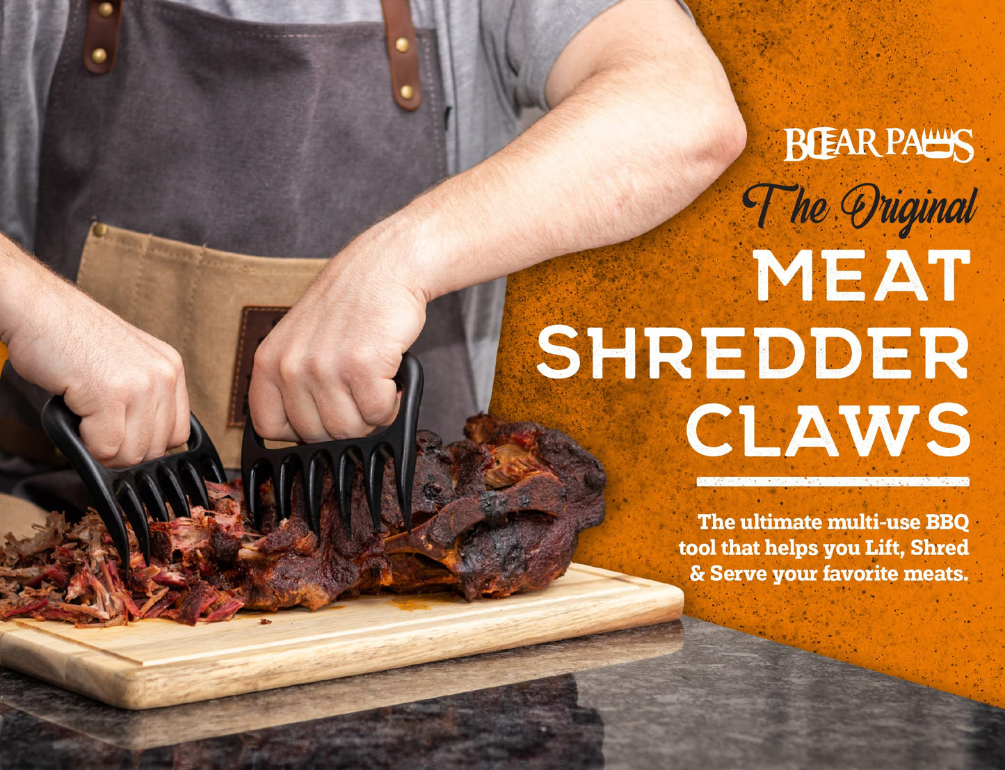 The Original Bear Paw Meat Shredder - Claws for Shredding Pork, Chicken & Any Meat (Black)