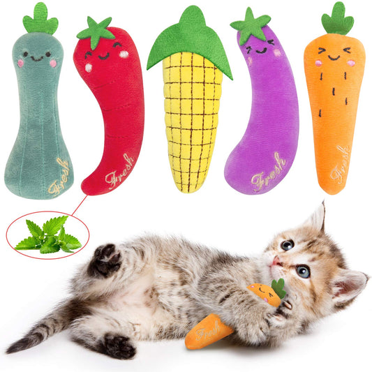 ETEKYER Catnip Cat Toys, Interactive Cat Chew Toys for Indoor Kittens Kitty, 5 Pack