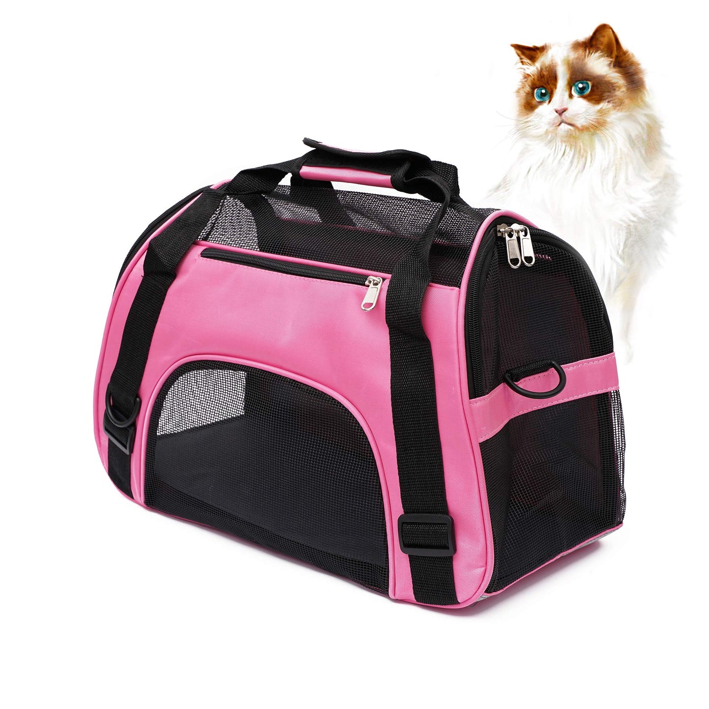 MuchL Cat Carrier for Small Cats Dogs Soft-Sided Pet Carrier for Cats Puppies Small Pets Airline Approved Lightweight Comfortable Travel Cat Dog Carrier (Small, Pink)