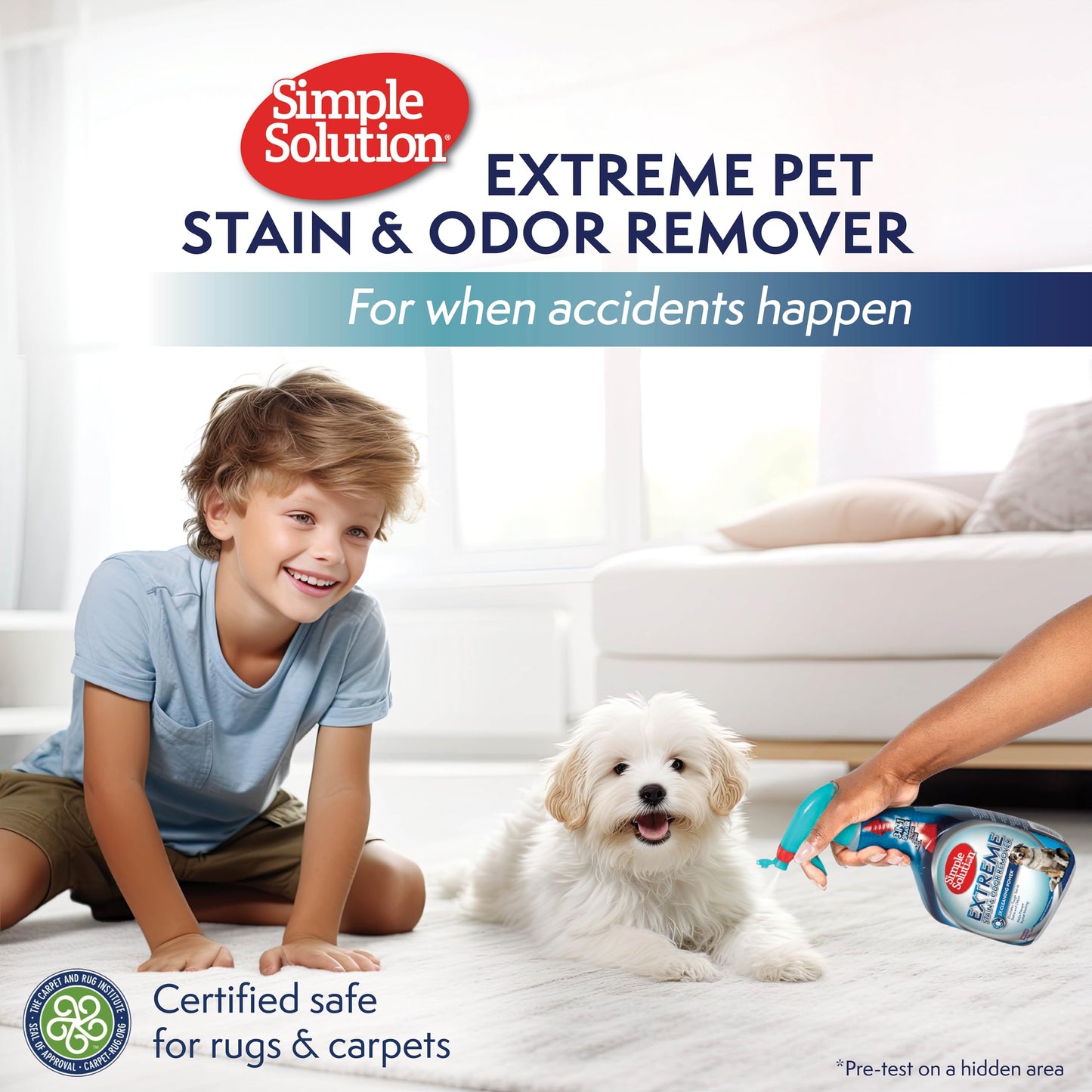 Simple Solution Extreme Pet Stain and Odor Eliminator Spray, Enzymatic Cleaner With 3X Pro-Bacteria Cleaning Power for Dogs & Cats, Strong Urine, Pee and Poop Smell Remover for Carpets & Floors, 32 oz