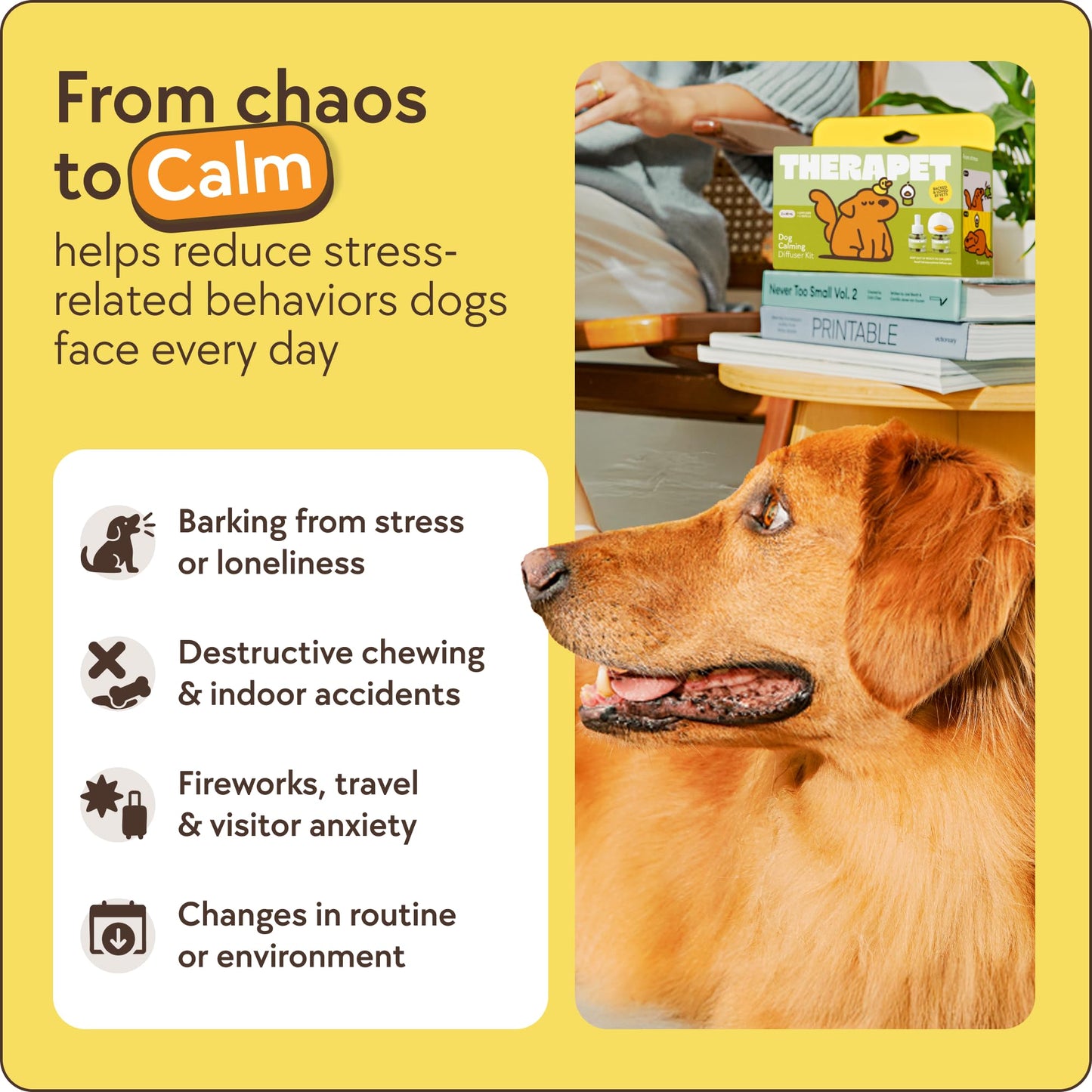 TheraPet MD 60-Day Dog Calming Diffuser Kit - Dog Pheromone Diffuser for Stress, Destructive Behavior, Pee Accidents, Separation Anxiety, Barking, Aggression & Chewing - 60-Day Refills Included