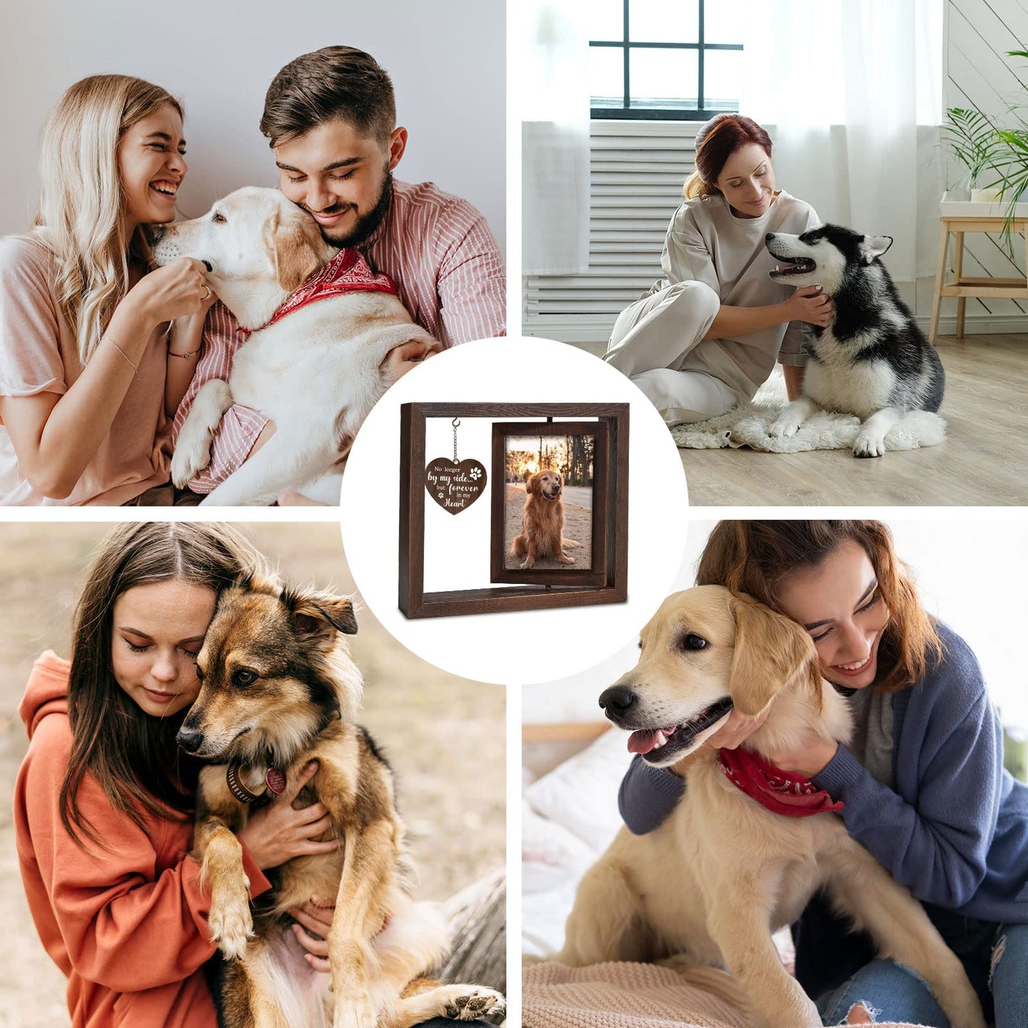Jigfoxy Dog Memorial Gifts for Loss of Dog - Rotating Wooden Picture Frame for 4x6 Photo - Pet Memorial Gifts - Loss of Cat Sympathy Bereavement Remembrance Gift