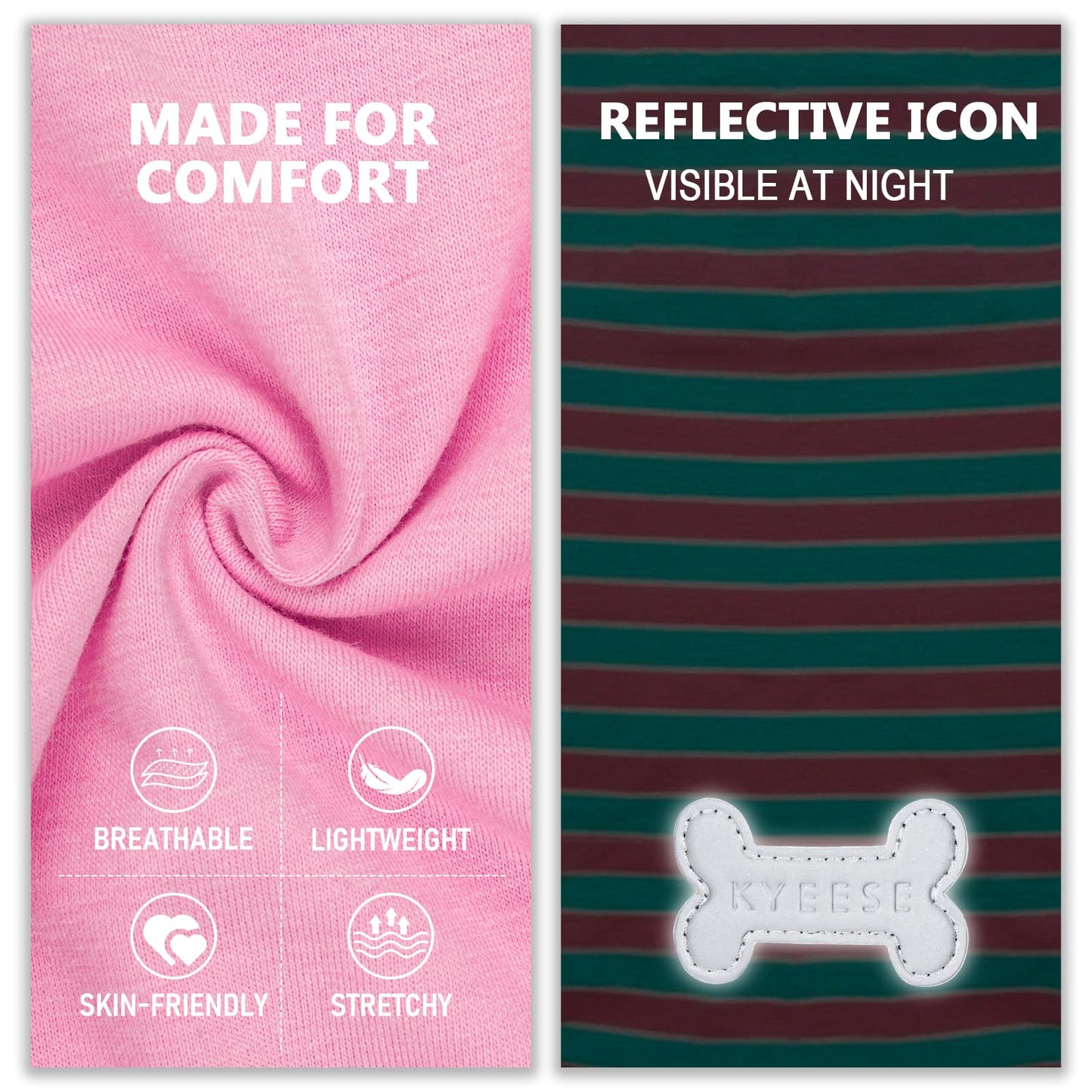 KYEESE 2Pack Dog Shirt, Soft Striped Dogs T Shirts, Lightweight Doggie Tank Top Cat Clothes, Sleeveless Dog Shirt for Small Dogs, Stretchy Pet Vest, Pink, Medium