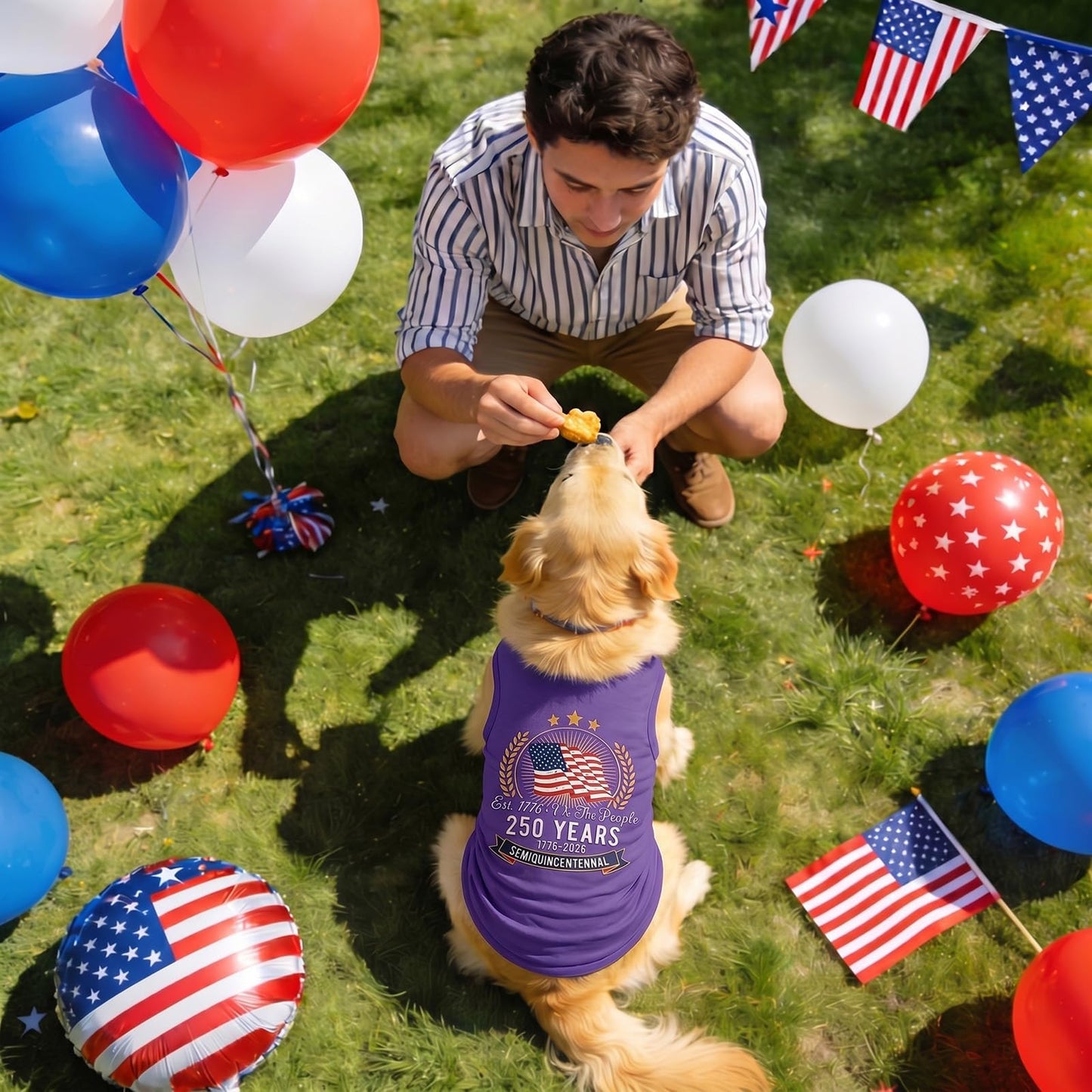 1Pcs Patriotic Dog Shirt 250th Anniversary USA Dog Vest 4th of July American Flag Dog Tank Top Independence Day Pet Outfit Costume Sleeveless Vest for Veterans Memorial Day Party Supplies