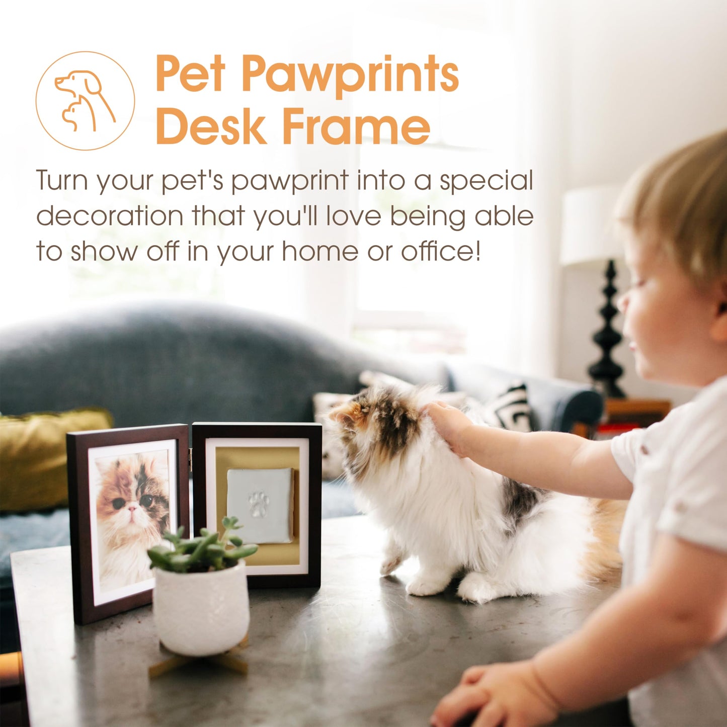 Pearhead Pet Paw Print Memorial Frame with Clay Imprint Kit, Dog & Cat Pawprint Keepsake Wood Photo Frame, DIY No Bake Paw Print Kit, 4x6 Picture Display, Espresso Brown