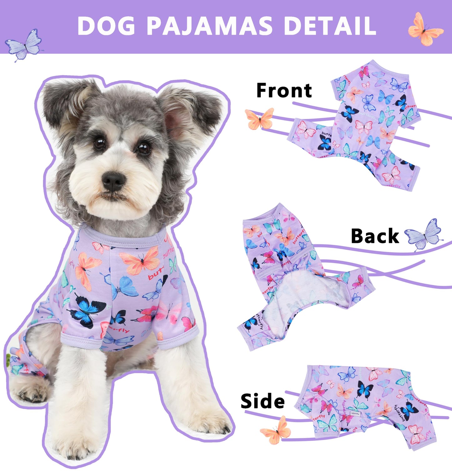 Dog Pajamas Spring Summer Dog Clothes for Small Medium Dogs Girl Boy Cute Soft Puppy Pjs Clothes Doggie Onesies Cat Pet Outfit(Violet,XS)