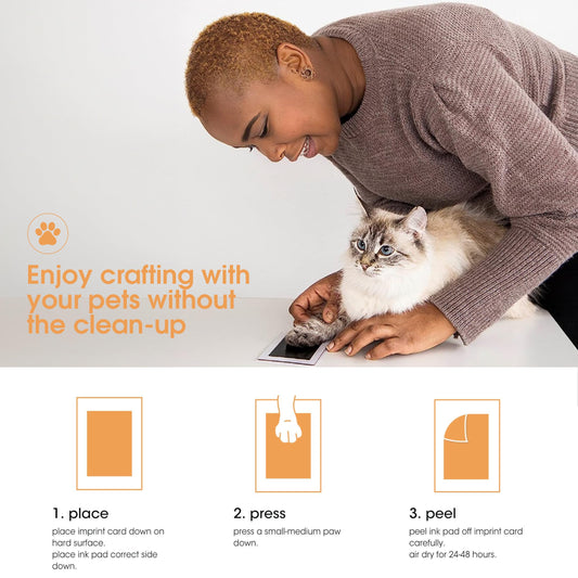 Pearhead Paw Print Clean Touch Ink Pad Kit for Dogs and Cats, Pet Owner Keepsake, DIY Inkless Paw and Nose Print Impression Set, Small/Medium