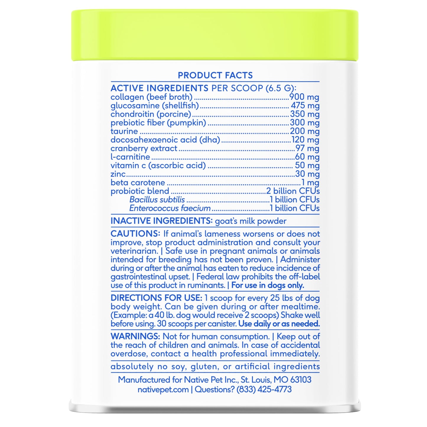 Native Pet Dog Vitamins & Supplements - 30 Scoops - 11-in-1 Multivitamin for Dogs with 21 Supplements & Vitamins – Nutritious Food Topper Powder - Pet Health & Puppy Essentials