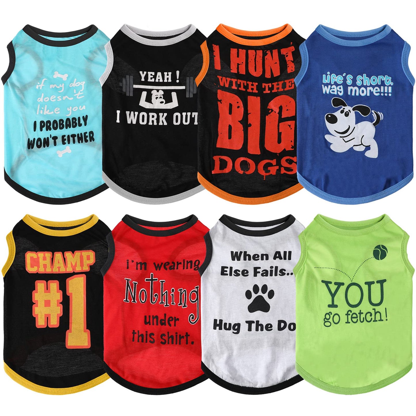 Saintrygo 8 Pieces Dog Shirts Pet Printed Clothes with Funny Letters Summer Pet T Shirts Cool Puppy Shirts Breathable Dog Outfit Soft Sweatshirt for Pet Cats(Cute Pattern,Medium)