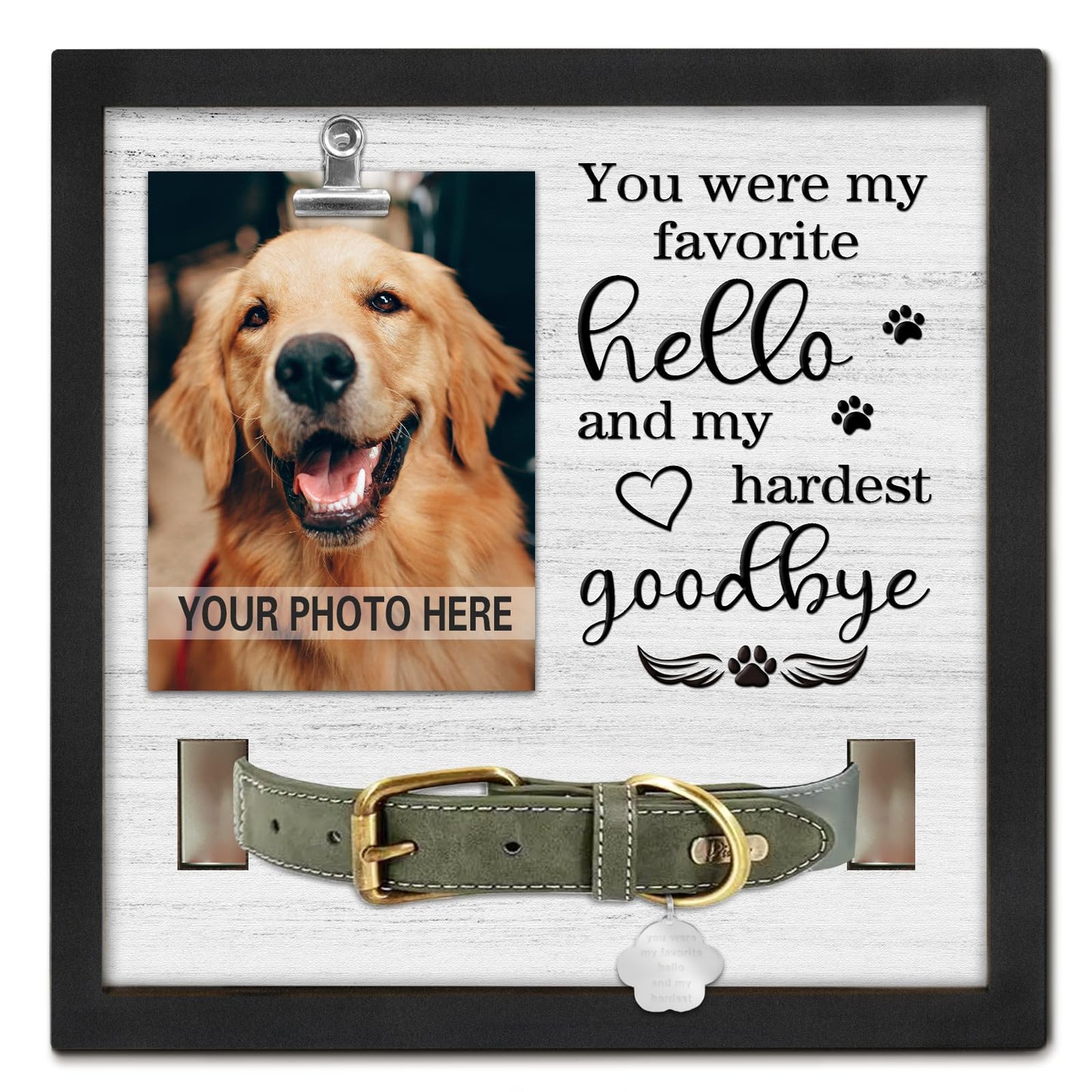 PUREFLY Dog Memorial Gifts for Loss of Dog, Loss of Dogs Sympathy Gift Pet Loss Sympathy Frame with Collar Holder, Pet Cat Remembrance Bereavement Gift
