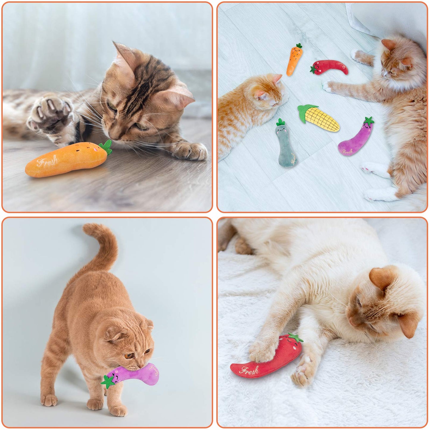 ETEKYER Catnip Cat Toys, Interactive Cat Chew Toys for Indoor Kittens Kitty, 5 Pack