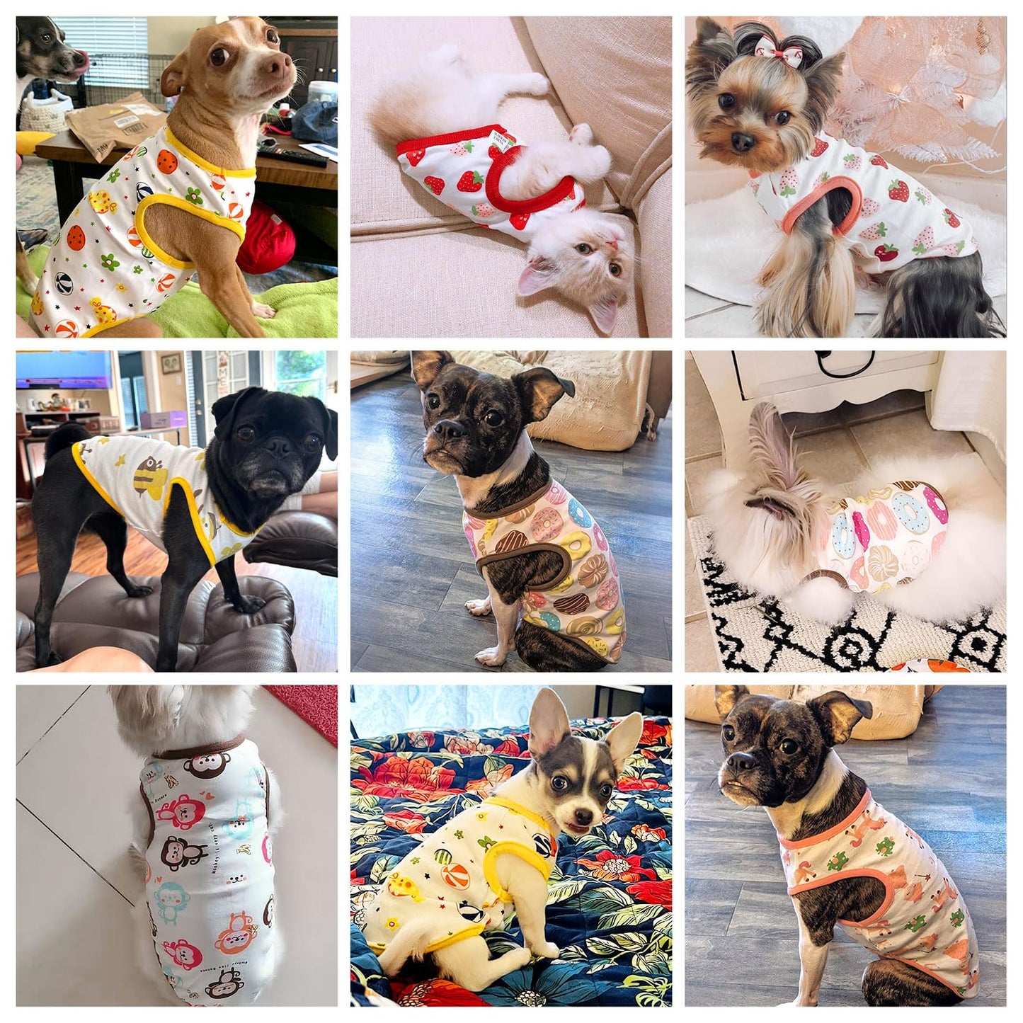 PETCARE Cute Cartoon Cat Shirts for Cats Only Soft Cotton Tshirts Pink Pony Cat Clothes for Cats Only Female Male Small Breeds Pet Pajamas Sleeveless Pet Tank Top Spring Summer Kitten Clothes