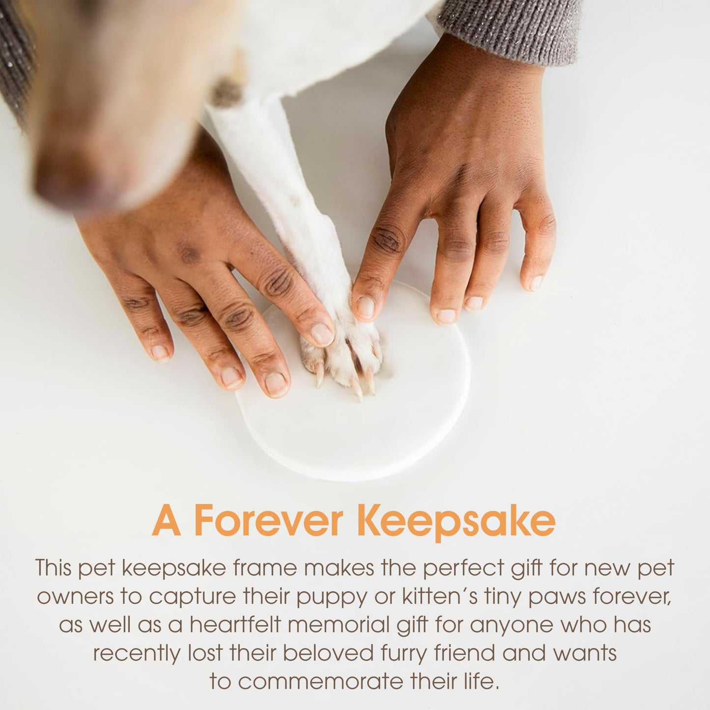 Pearhead Pet Paw Print Memorial Frame with Clay Imprint Kit, Dog & Cat Pawprint Keepsake Wood Photo Frame, DIY No Bake Paw Print Kit, 4x6 Picture Display, Espresso Brown