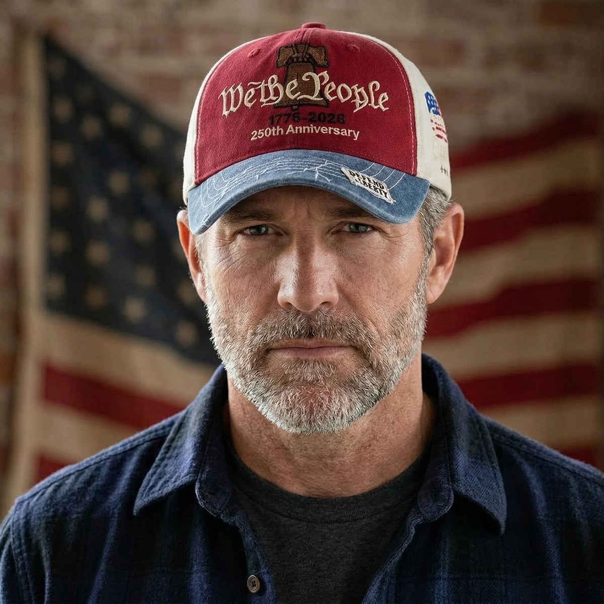 We the People 1776 Vintage Patriotic Baseball Cap – Embroidered Liberty Bell & American Flag Hat – Distressed Cotton “Freedom is Essential” Dad Hat Gift for Men Veterans