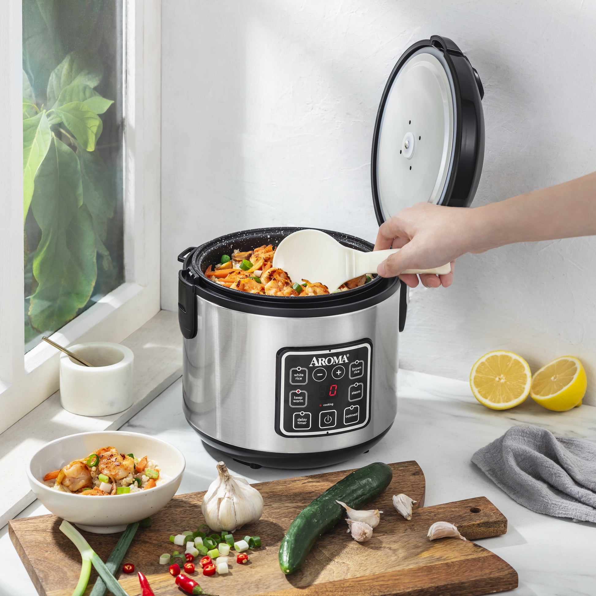 8-Cup Electric Rice Cooker, Granite Coating