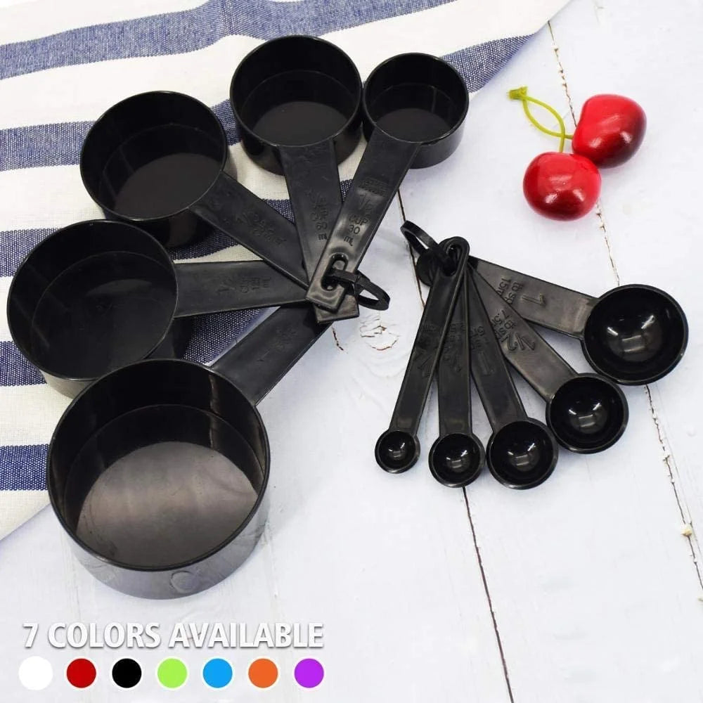 10Pcs 7 Color Measuring Cups and Measuring Spoon Scoop Silicone Handle Kitchen Measuring Tool (Color : Purple)