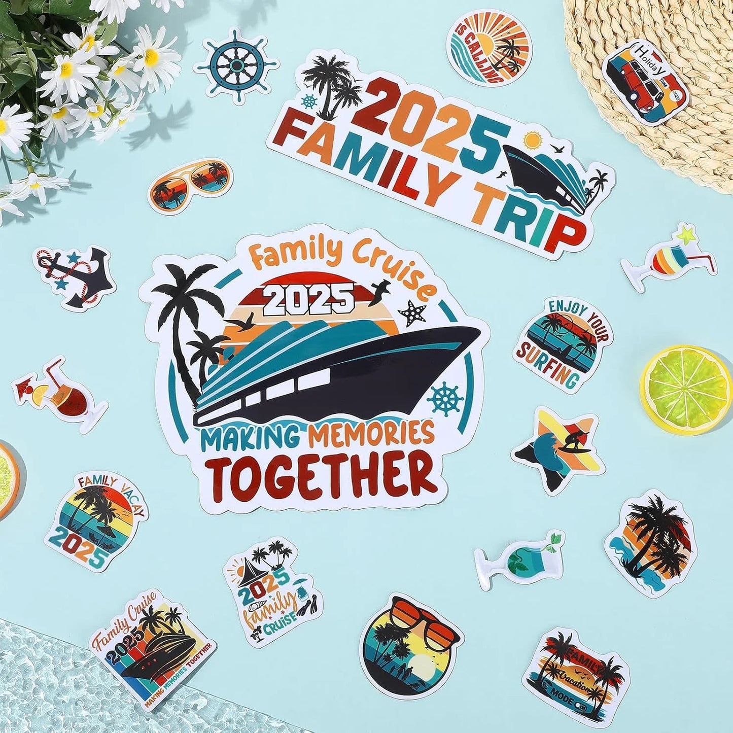 2025 Family Cruise Door Decorations - Magnetic Stickers and Decals for Cruise Ships, Cars, and Refrigerators