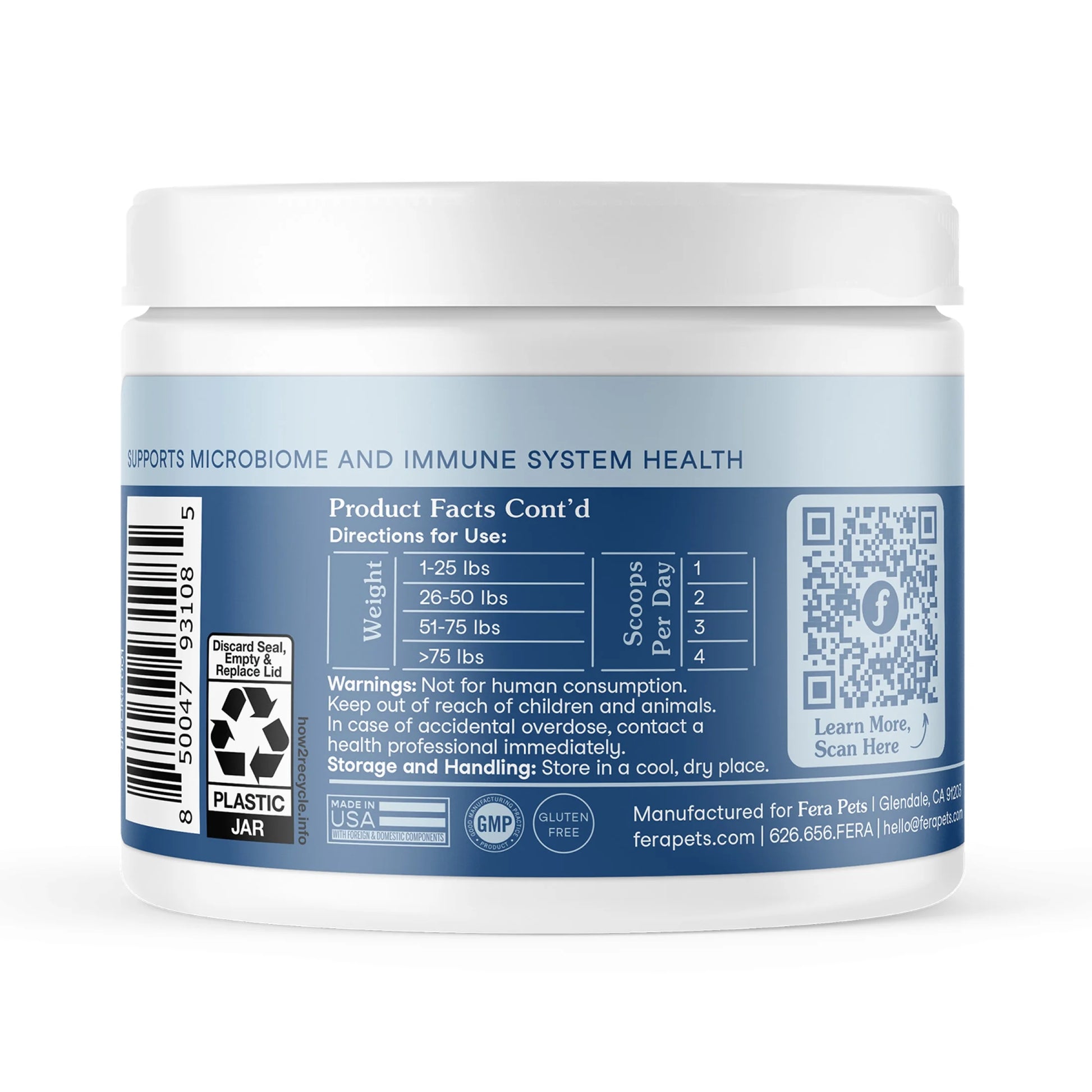 Postbiotics Plus Powder for Dogs and Cats - Promotes Gut Health and Immune Support - 120 Scoops