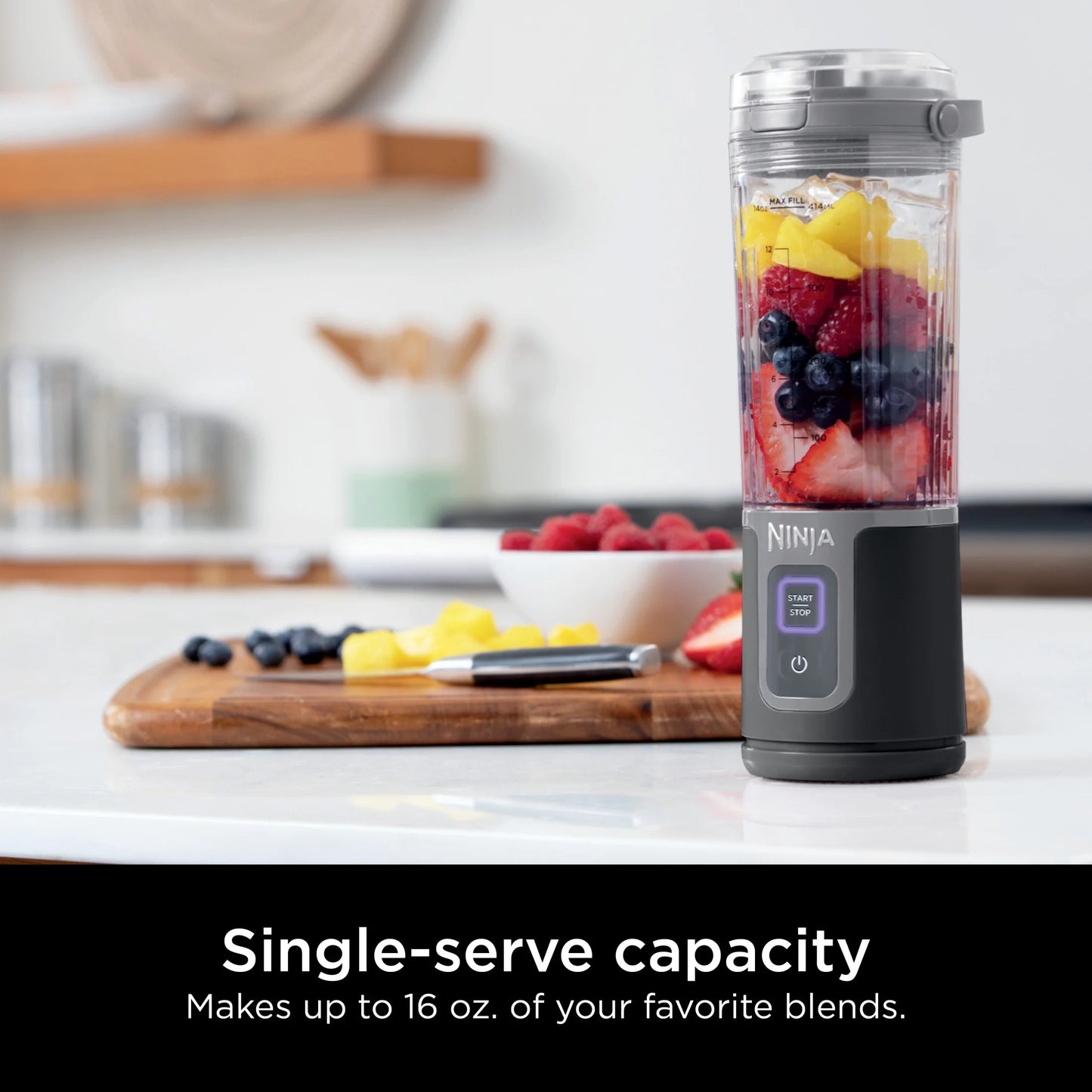 Blast 16 Oz Portable Personal Blender with Leak-Proof Lid and Easy Sip Spout, Black BC100BK