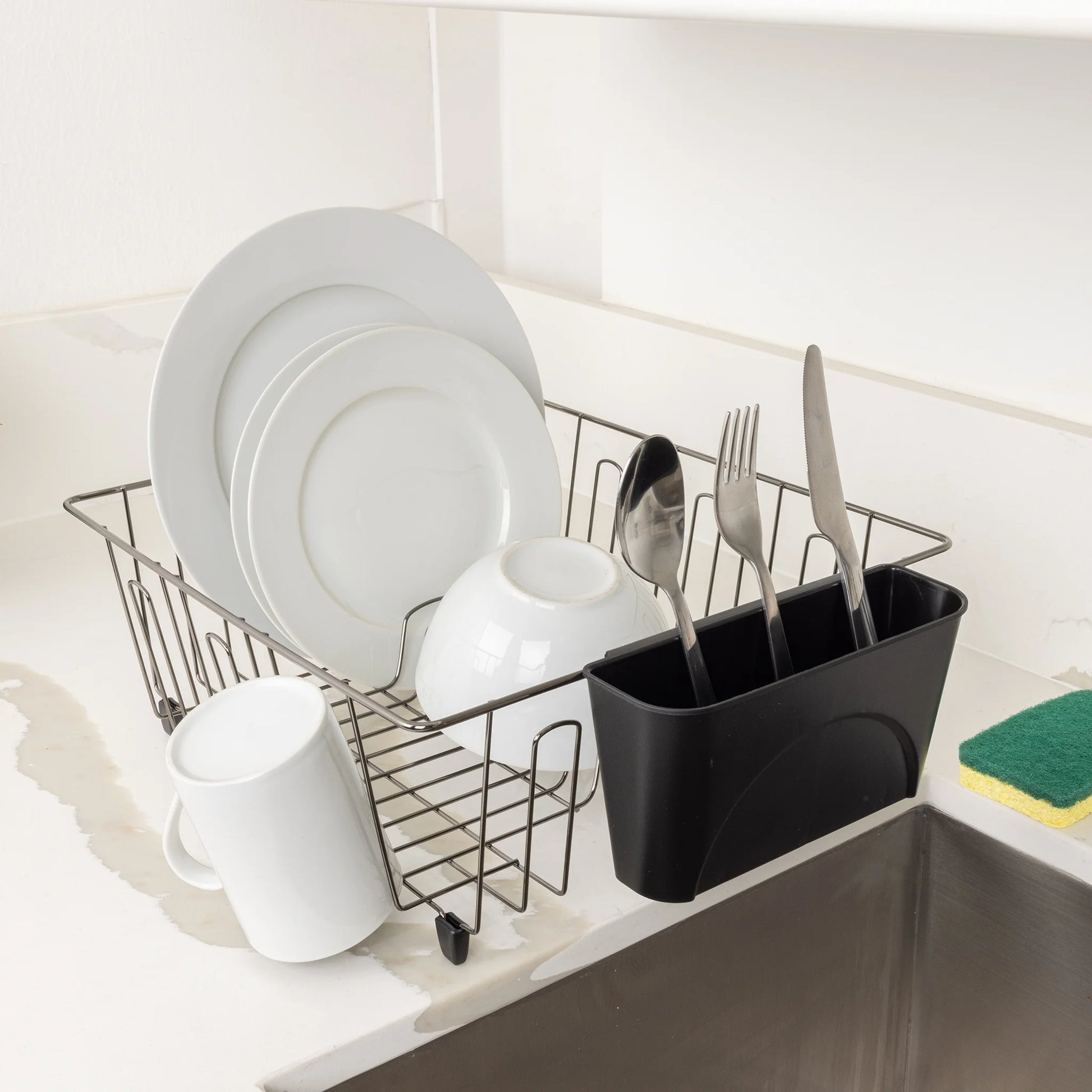 Small Dish Drainer Rack - Chrome/Black