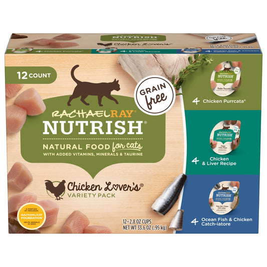 Rachael Ray  Grain-Free Wet Cat Food Variety Pack for Chicken Lovers, 2.8 oz Cups, 12 Count
