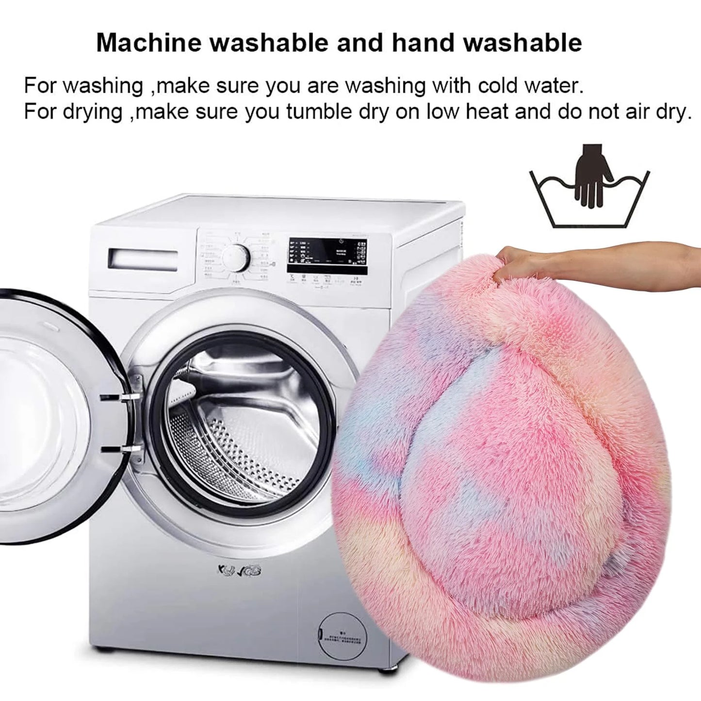 Anti-Anxiety Calming Donut Dog Bed - Self-Warming Plush Round Pet Bed for Home and Travel, 30"L x 30"W x 8"H