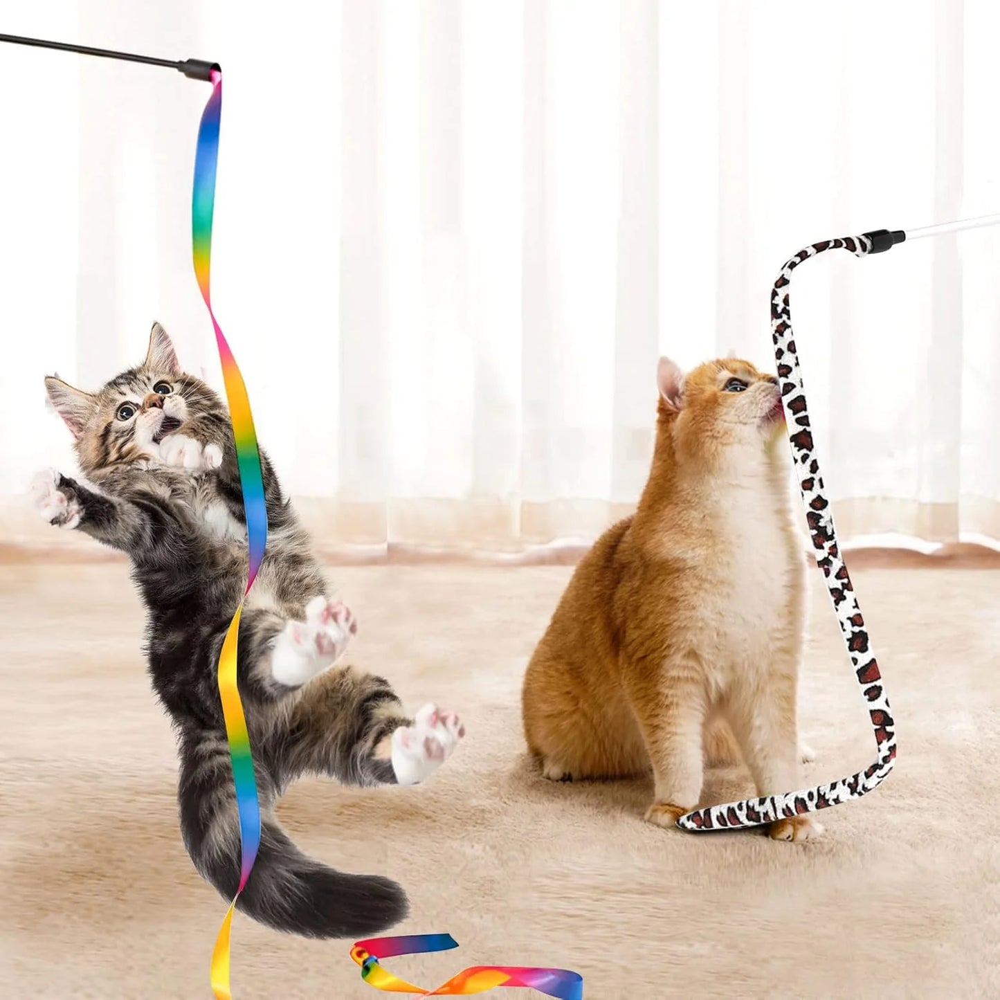 34-Piece Interactive Cat Toy Set with Collapsible Tunnels and Catnip Feather Teaser Wand