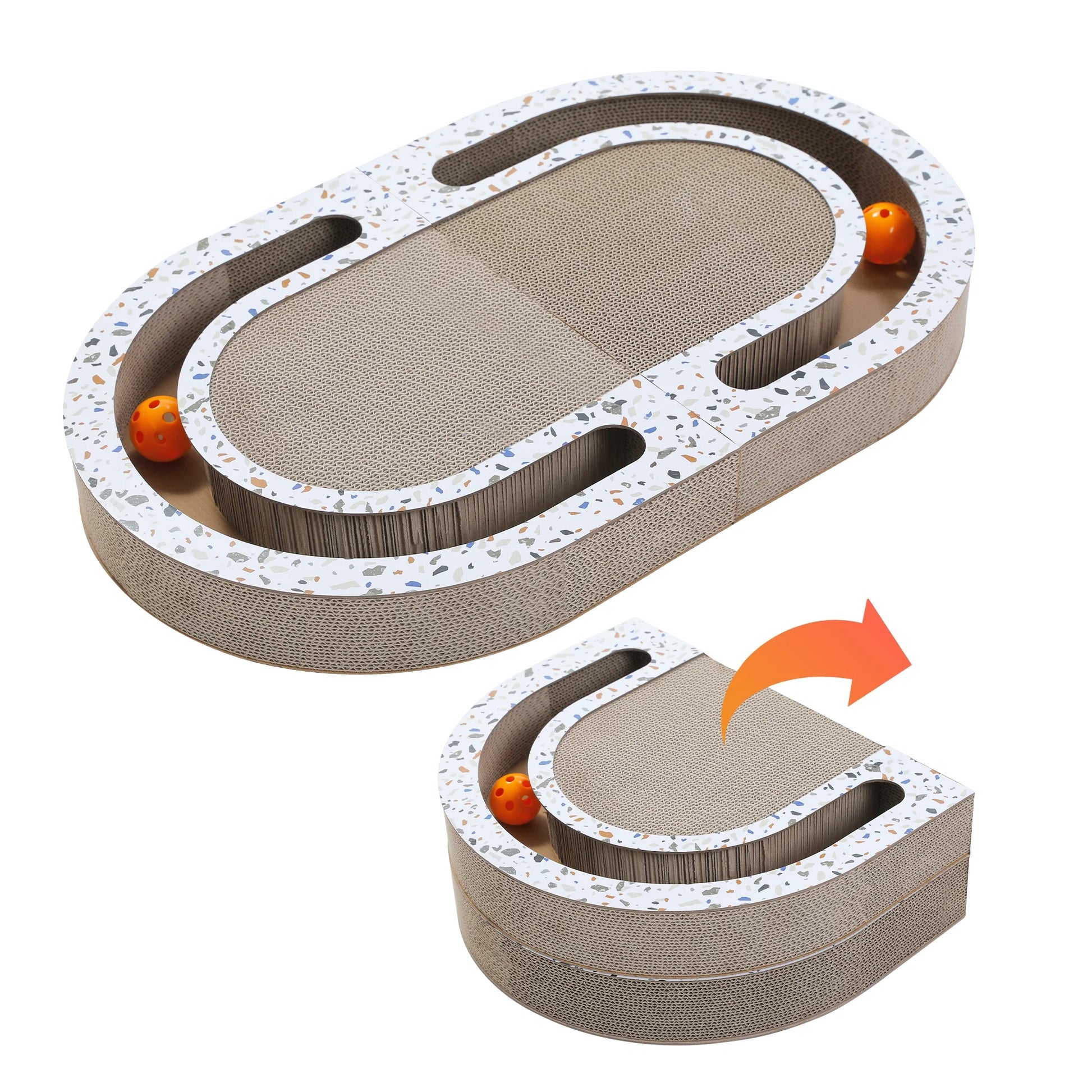 Cardboard Cat Scratcher with Interactive Toy Balls - 22.4" x 13.8" for Indoor Cats