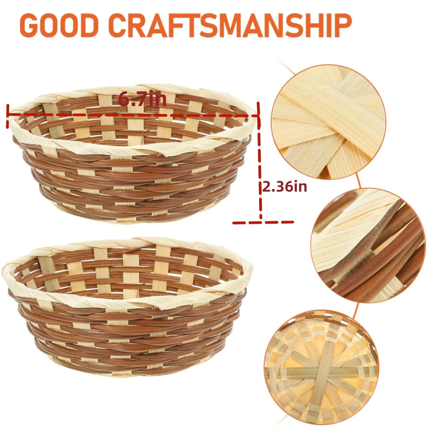12 Pack round Gift Baskets, 6.5" Bamboo Small Bread & Fruit Baskets, Woven Bread Roll Baskets, Food Serving Baskets, Food Storage Basket for Kitchen Restaurant Display Decor