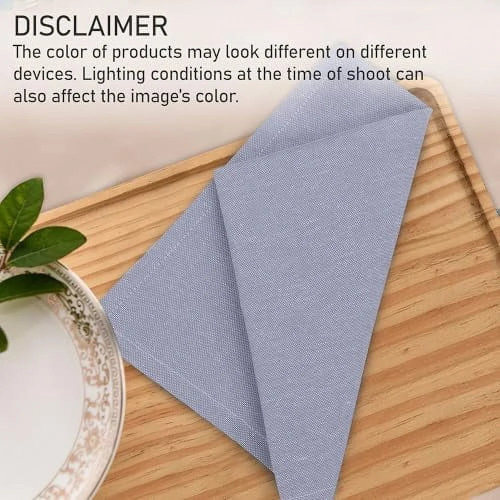 Cloth Napkins Set of 12, 18X18 Reusable Napkins Cloth Washable, Soft & Durable Table Napkins, Polycotton Chambray Dinner Napkins for Parties, Christmas, Thanksgiving, Weddings - Steel