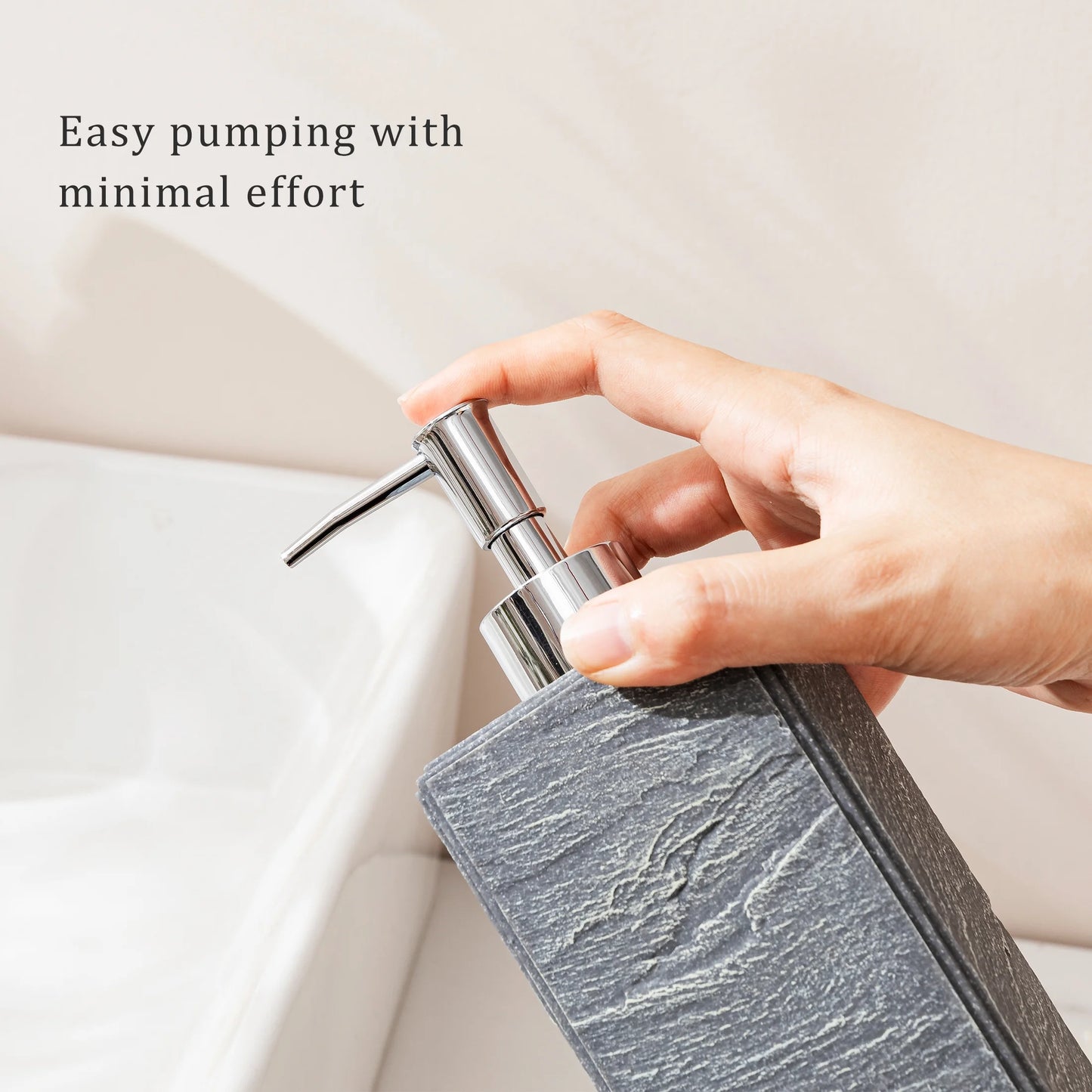 Soap Dispenser with Pump, [10.15 Oz] Resin with Shale Finish, Hand Soap Dispenser for Bathroom, Dish Soap Dispenser for Kitchen, Refillable Liquid - Grey