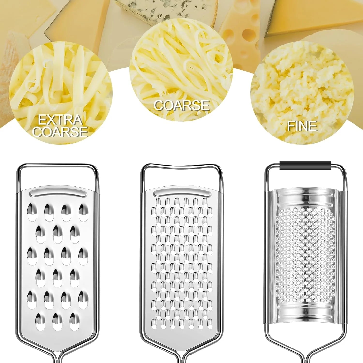 Cheese Grater, 3 Packs Stainless Steel Lemon Zester Grater with Silicone Handle for Cheese, Chocolate, Spices